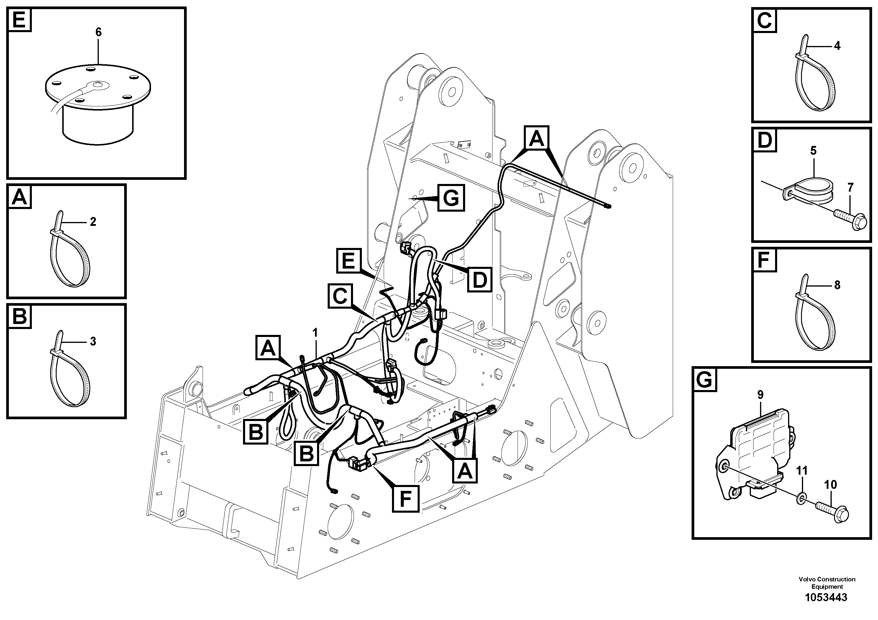 Схема запчастей Volvo MC90B - 101322 Cable harness, frame MC90B S/N 71000 -
