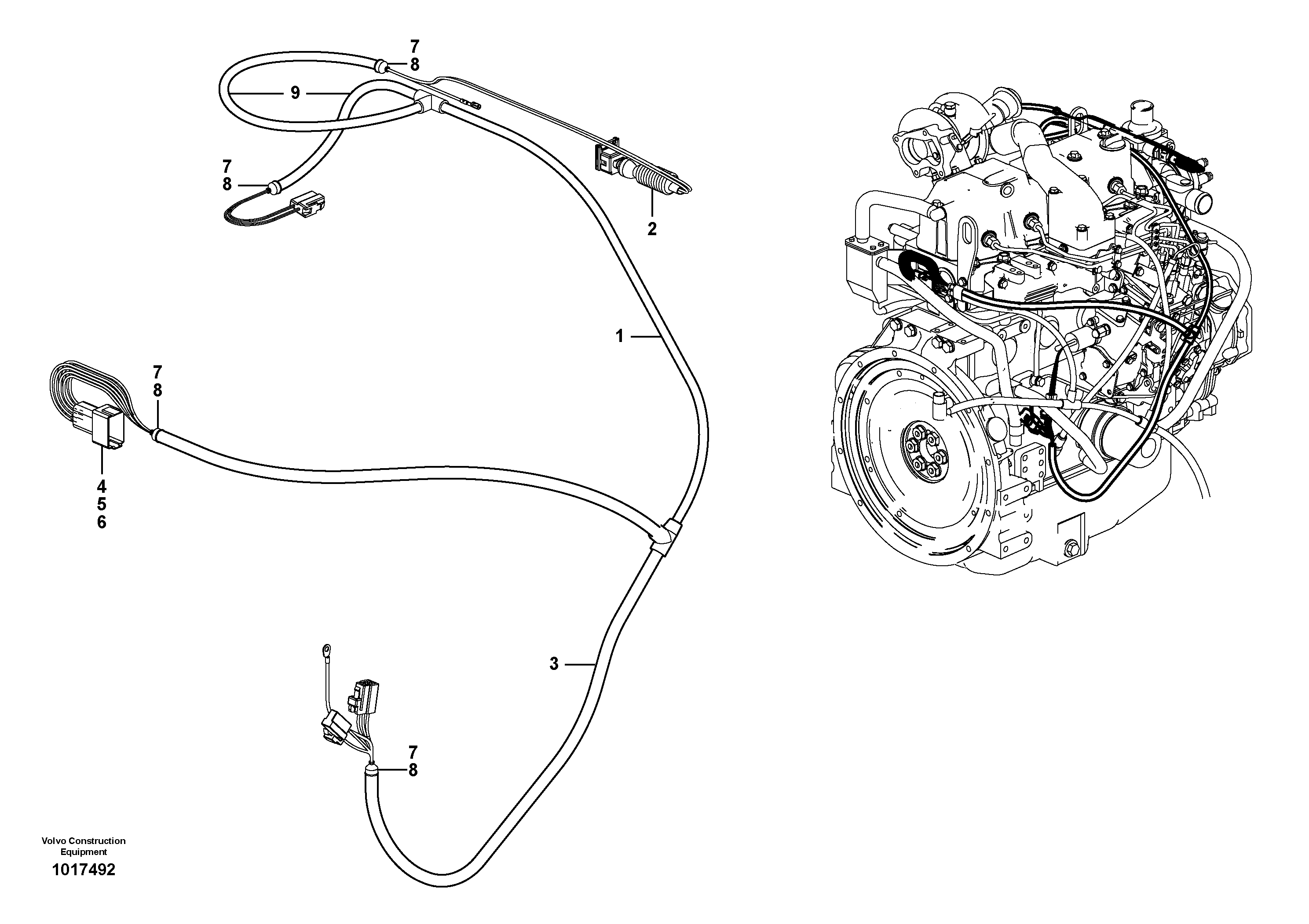 Схема запчастей Volvo MC90B - 58589 Cable harness, engine MC90B S/N 71000 -