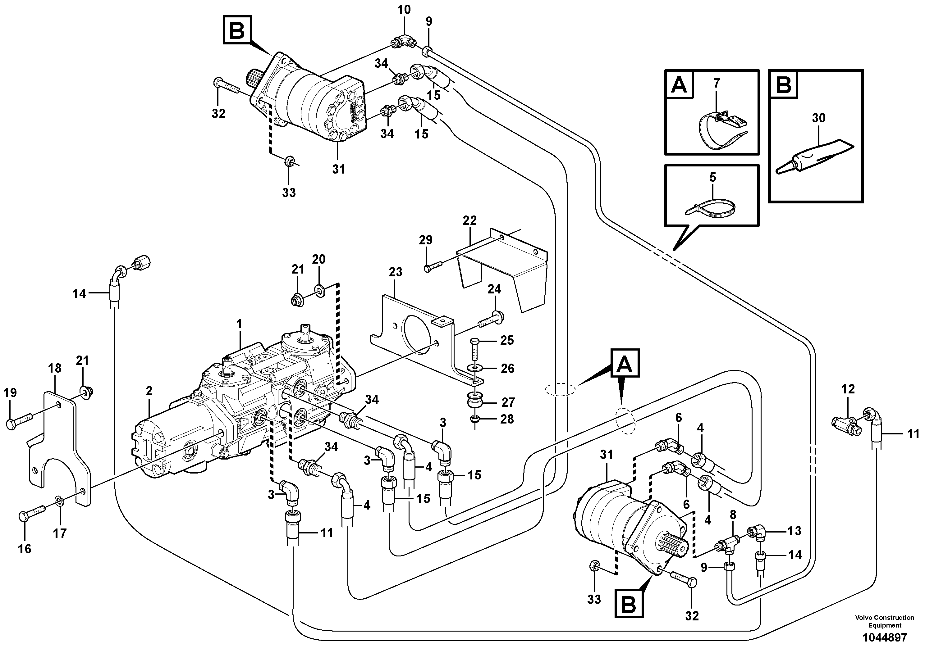 Схема запчастей Volvo MC90B - 98754 Hydraulic system Transport MC90B S/N 71000 -