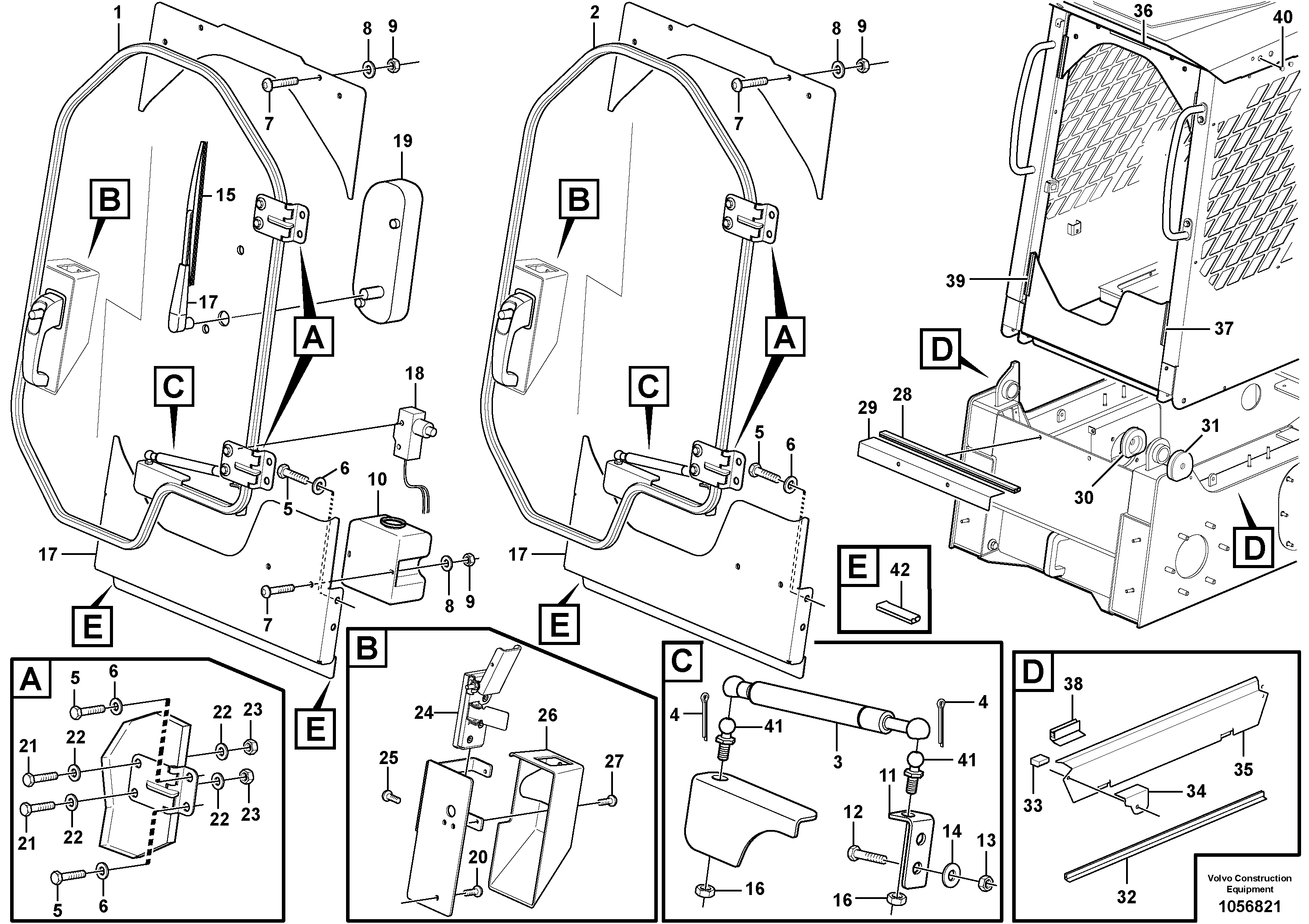 Схема запчастей Volvo MC90B - 86604 Door with fitting parts MC90B S/N 71000 -