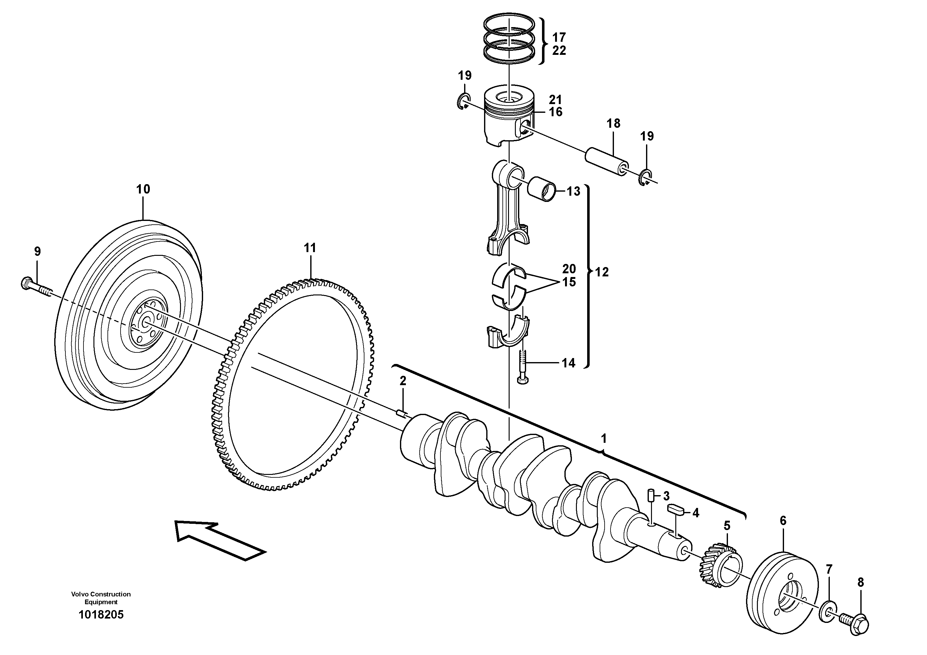 Схема запчастей Volvo MC90B - 14021 Crankshaft and related parts MC90B