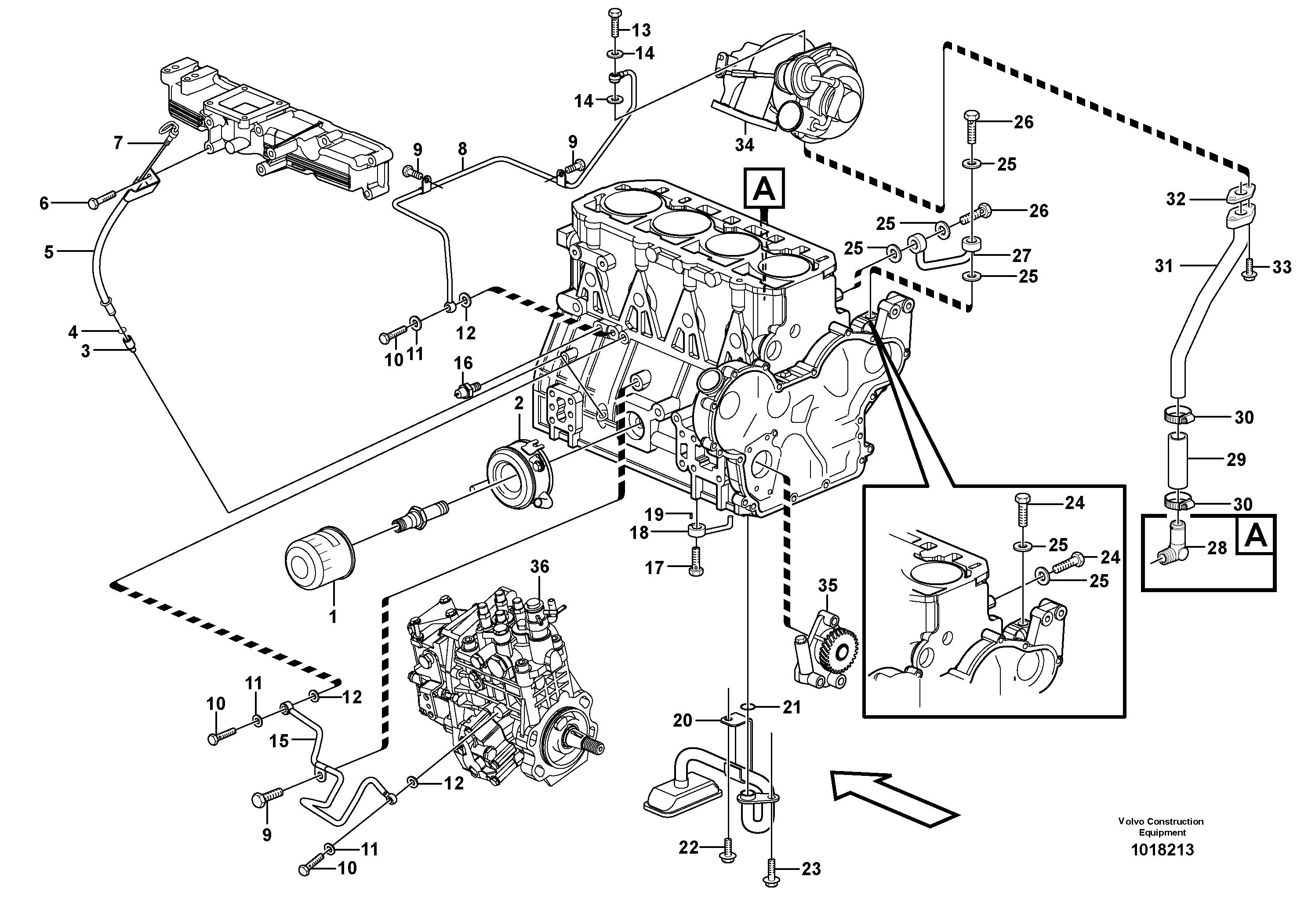 Схема запчастей Volvo MC90B - 14032 Система масляной смазки MC90B