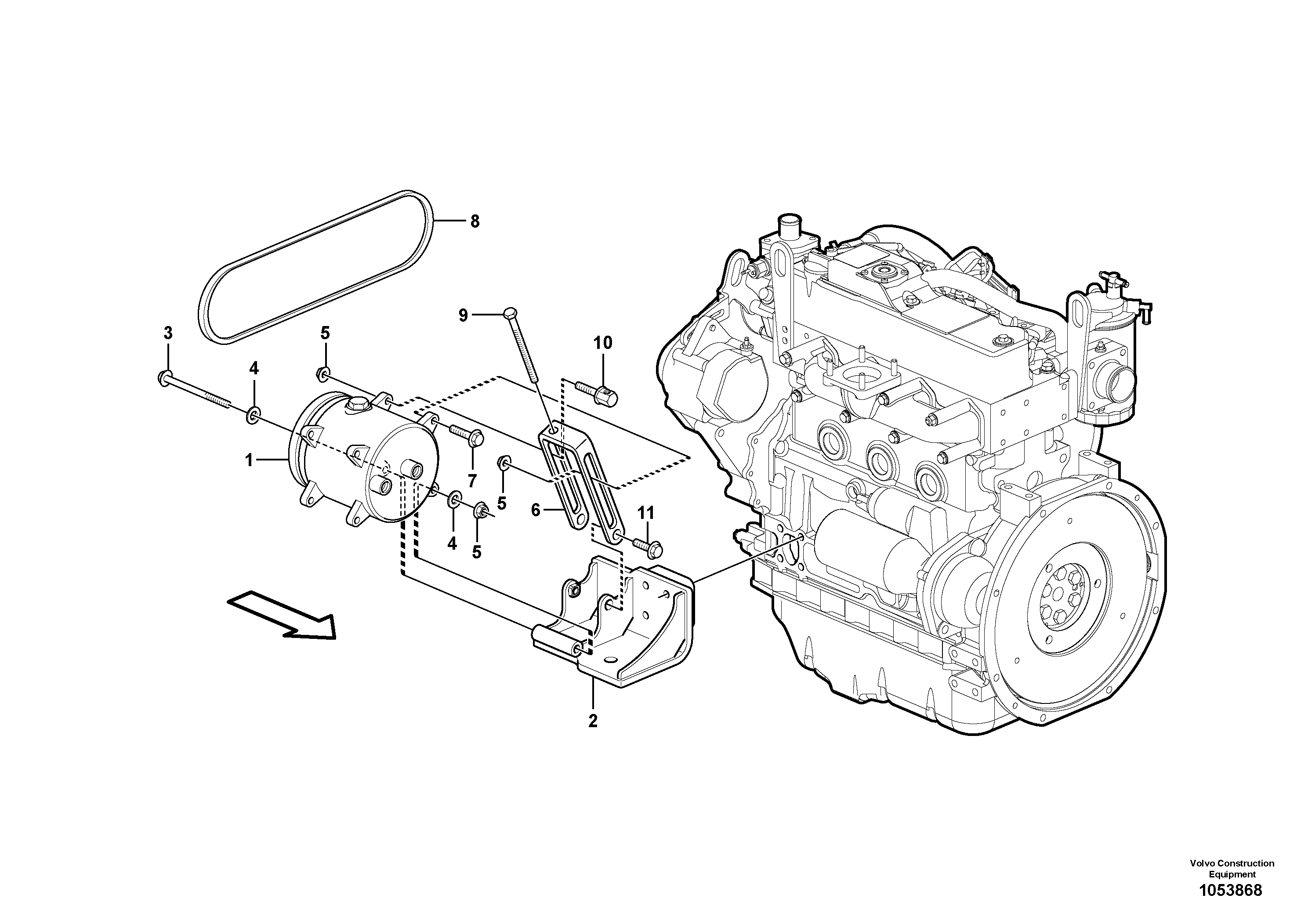Схема запчастей Volvo MC90B - 60773 Compressor with fitting parts, cooling agent R134 A MC90B S/N 71000 -
