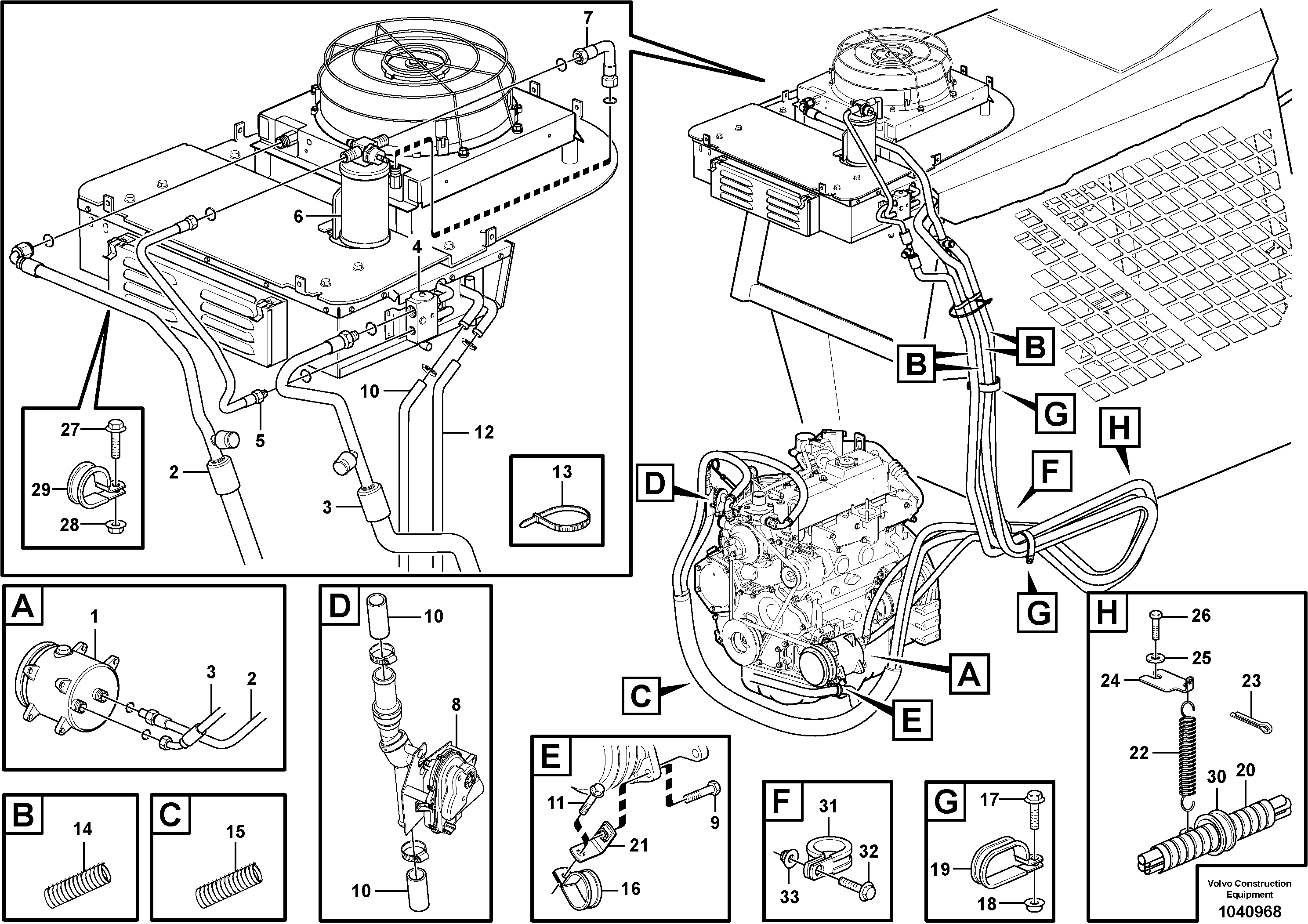 Схема запчастей Volvo MC90B - 98915 Installation hoses, heat and air conditioning MC90B S/N 71000 -