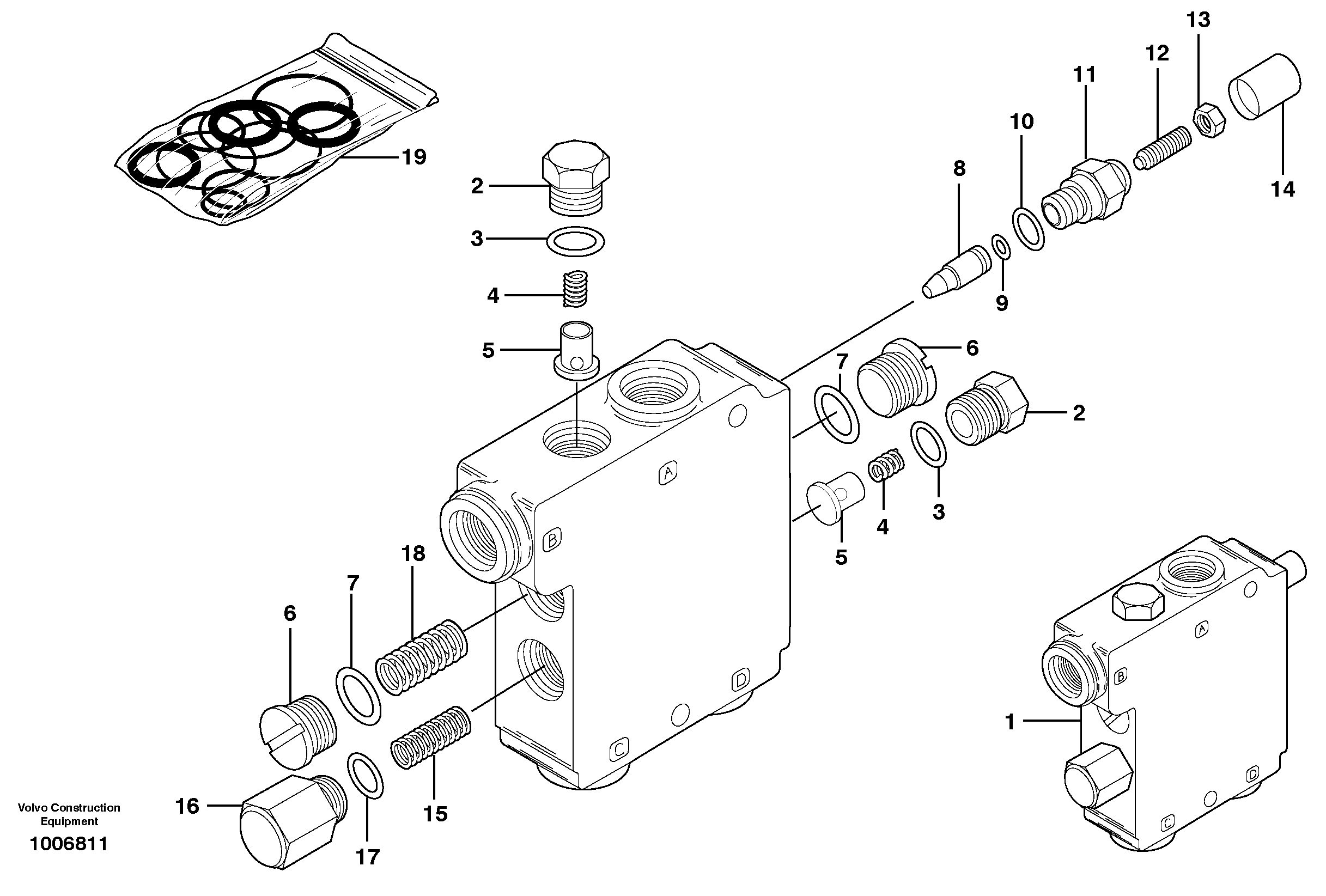 Схема запчастей Volvo MC90B - 44469 Self level valve MC90B S/N 71000 -