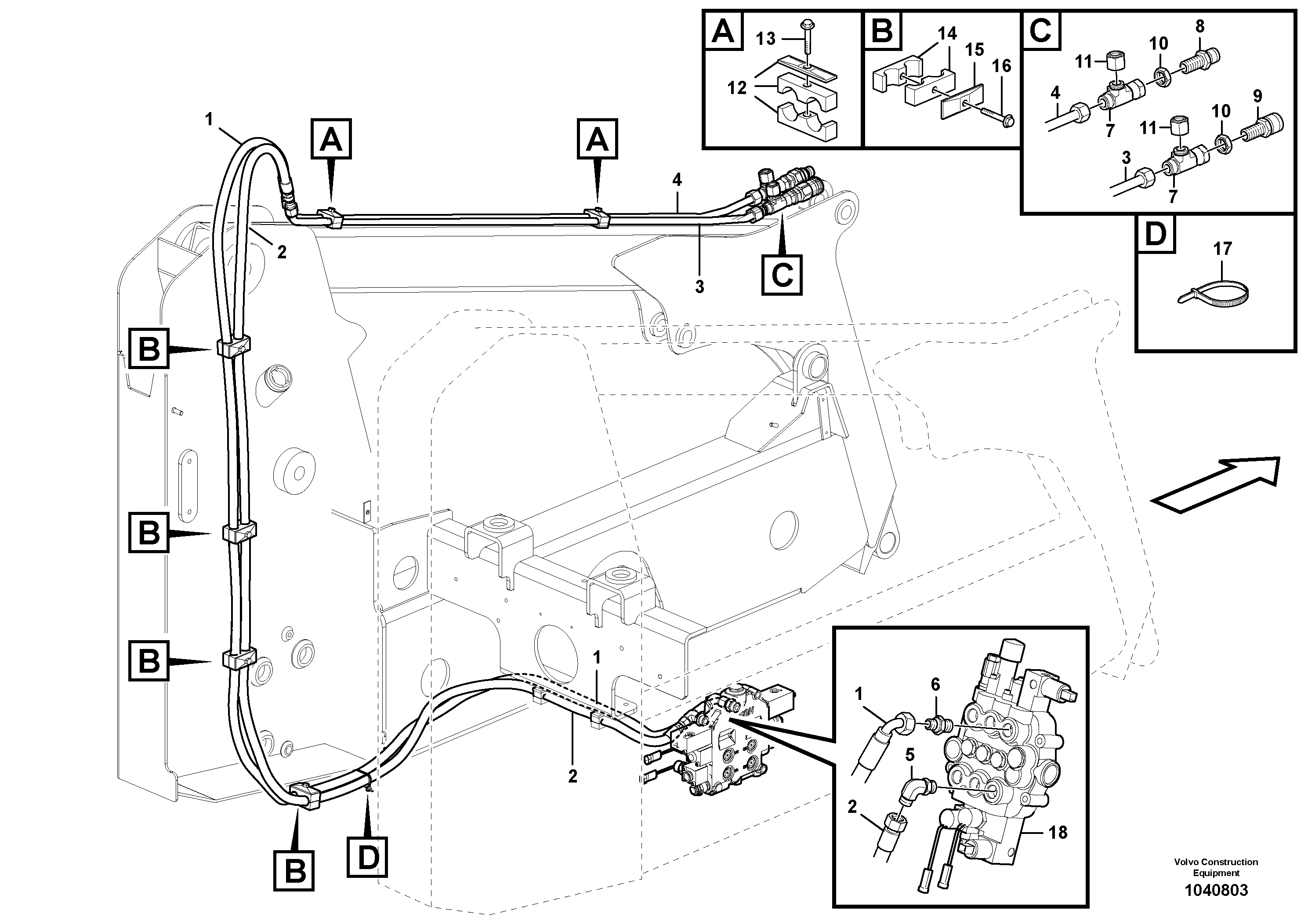 Схема запчастей Volvo MC90B - 102099 Auxiliary hydraulic circuit MC90B S/N 71000 -