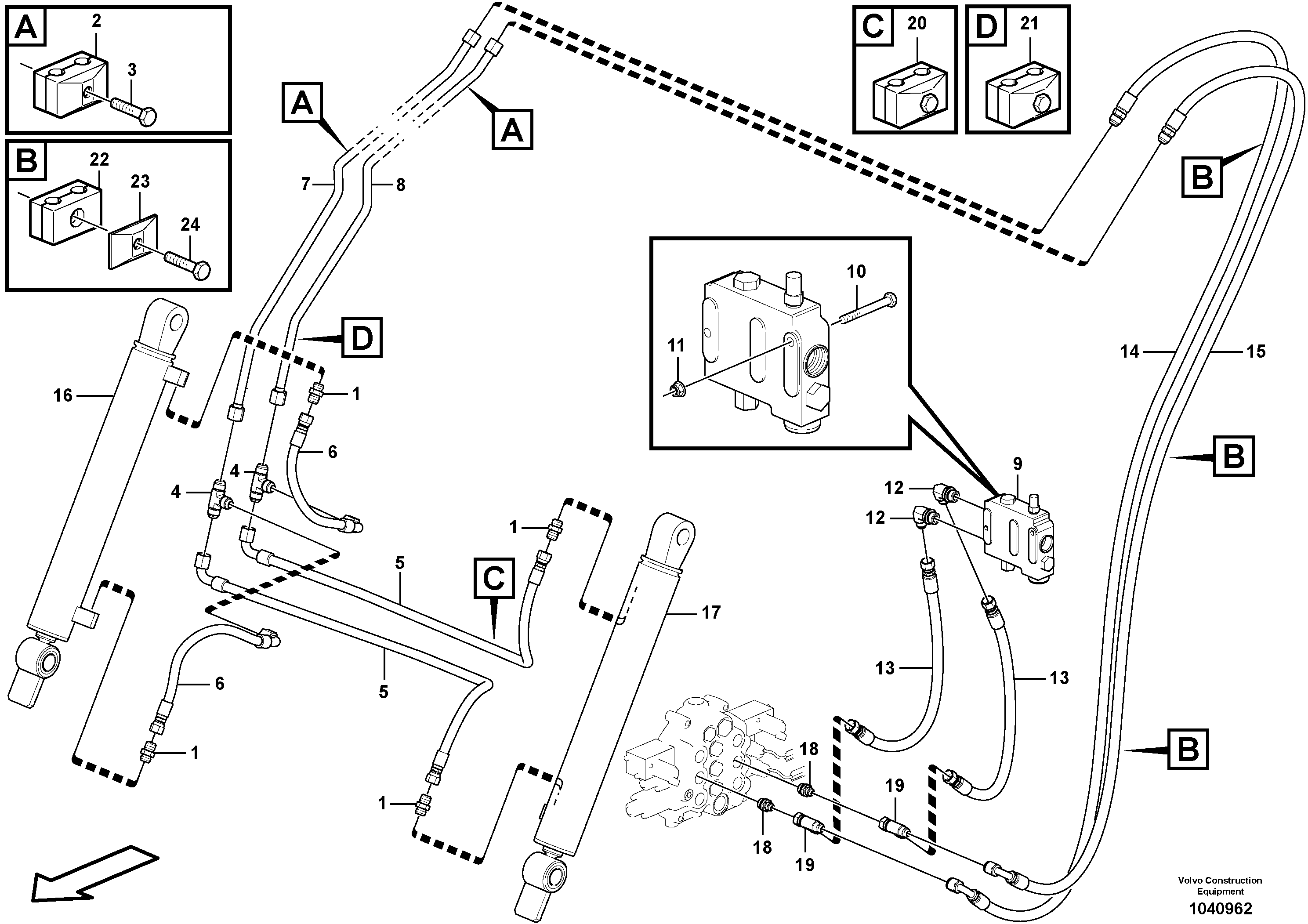 Схема запчастей Volvo MC90B - 44492 Attachment tilt hydraulic circuit MC90B S/N 71000 -