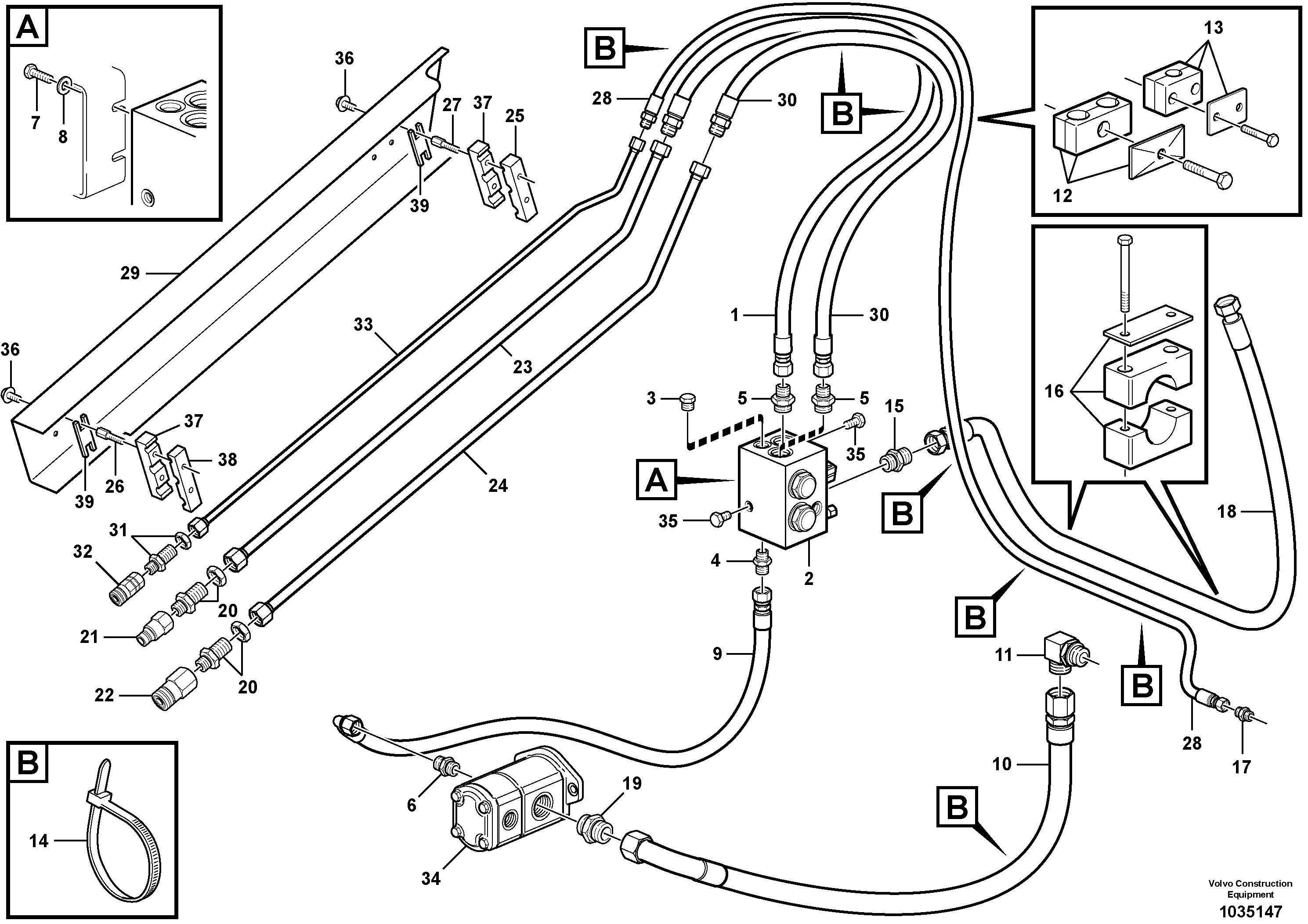 Схема запчастей Volvo MC90B - 68425 High flow hydraulic circuit MC90B S/N 71000 -