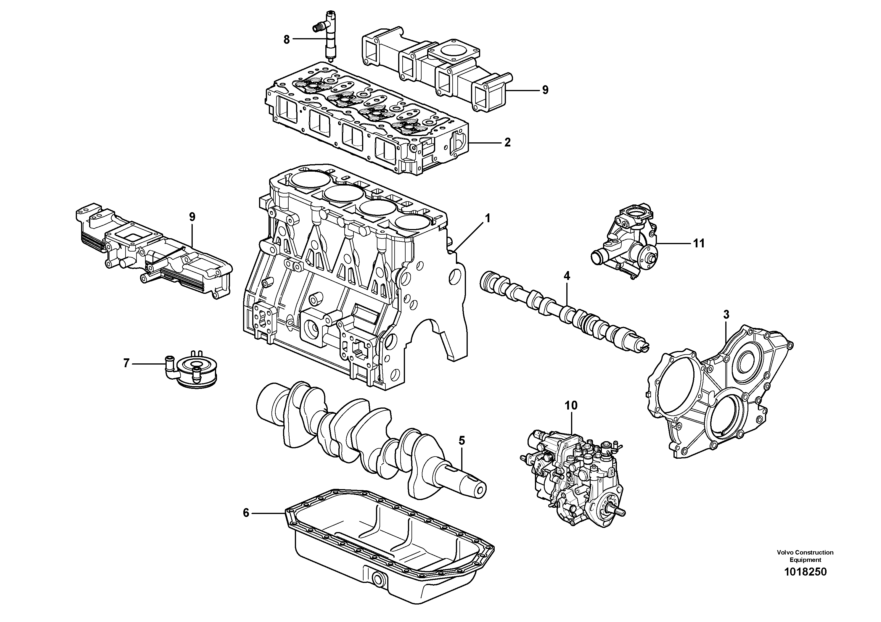 Схема запчастей Volvo MC110B - 58592 Двигатель в сборе MC110B S/N 71000 -