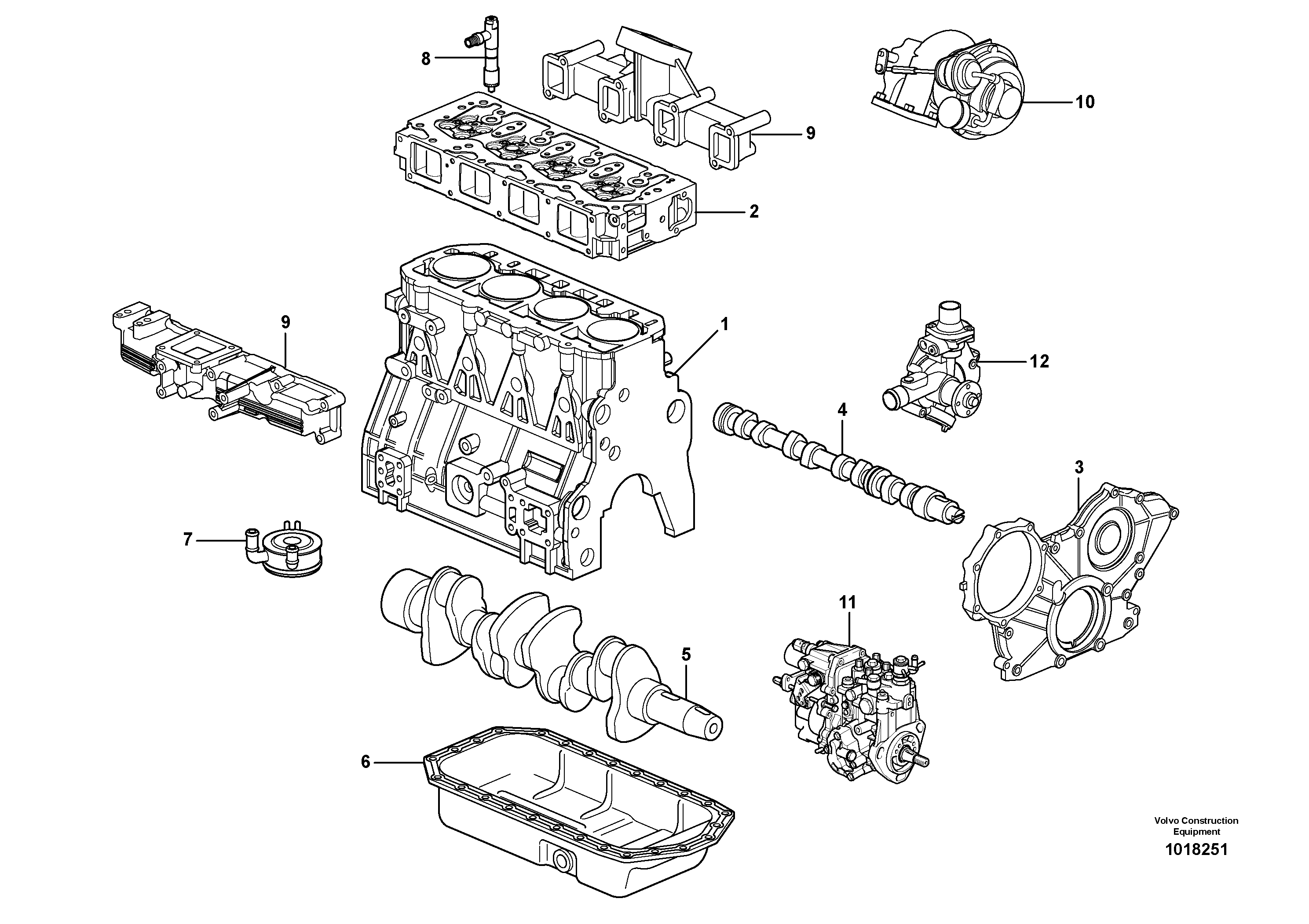 Схема запчастей Volvo MC110B - 61053 Двигатель в сборе MC110B S/N 71000 -