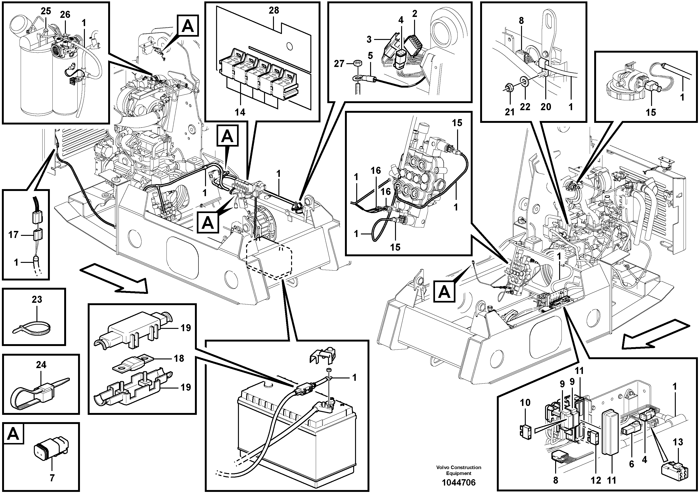 Схема запчастей Volvo MC110B - 96525 Cable harness, frame MC110B
