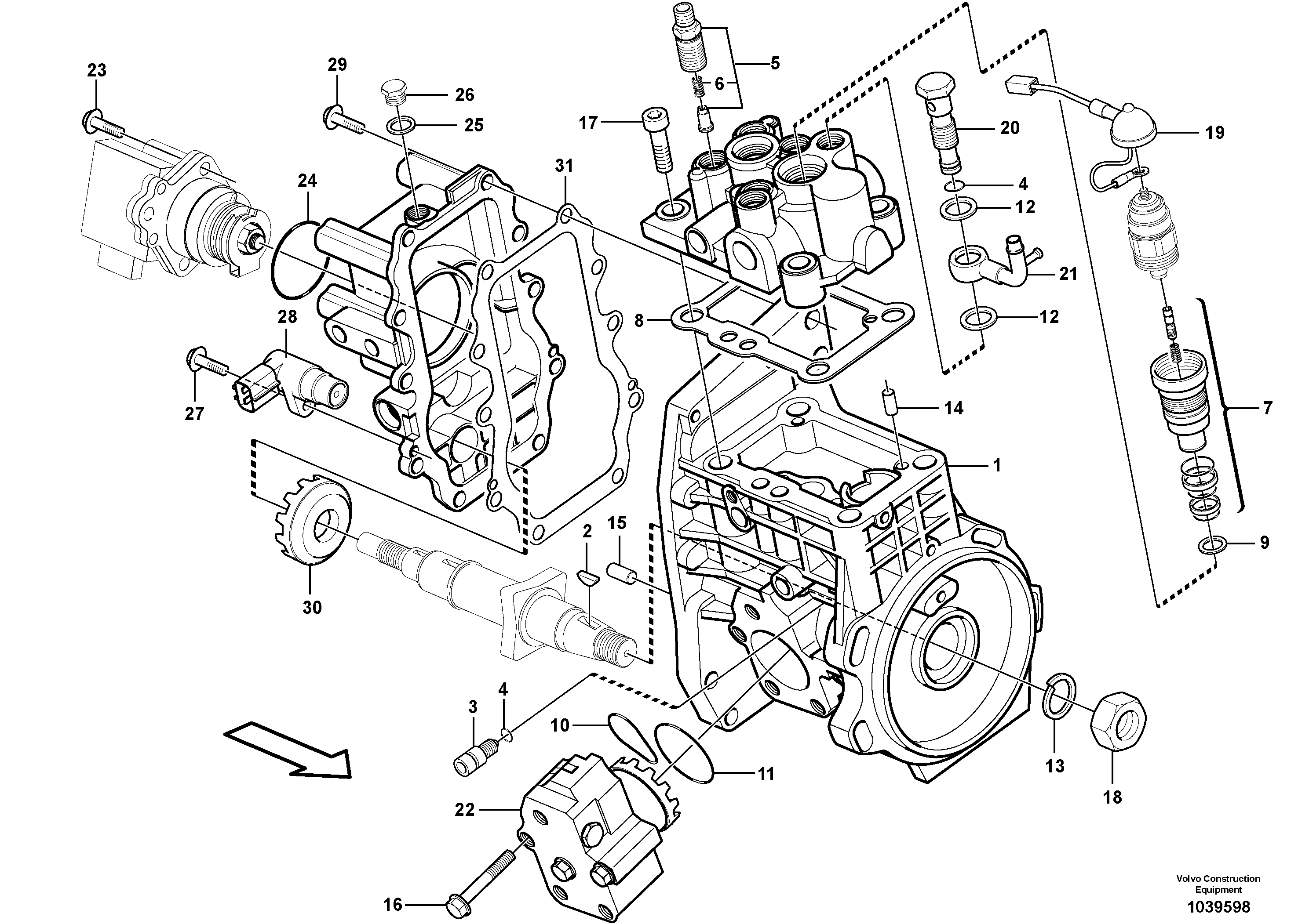 Схема запчастей Volvo MC110B - 23327 Fuel injection pump with fitting parts MC110B S/N 71000 -