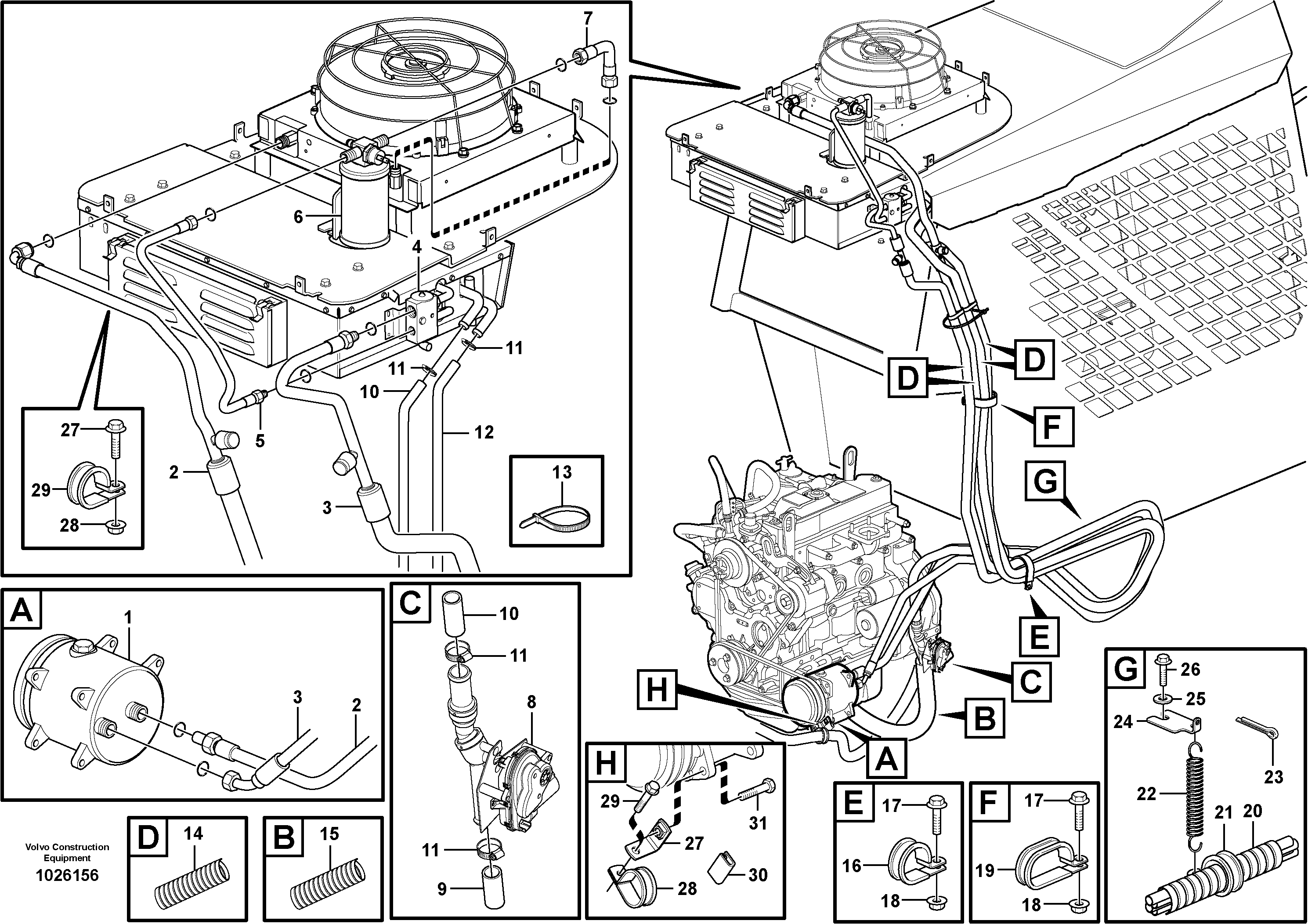 Схема запчастей Volvo MC110B - 99505 Installation hoses, heat and air conditioning MC110B