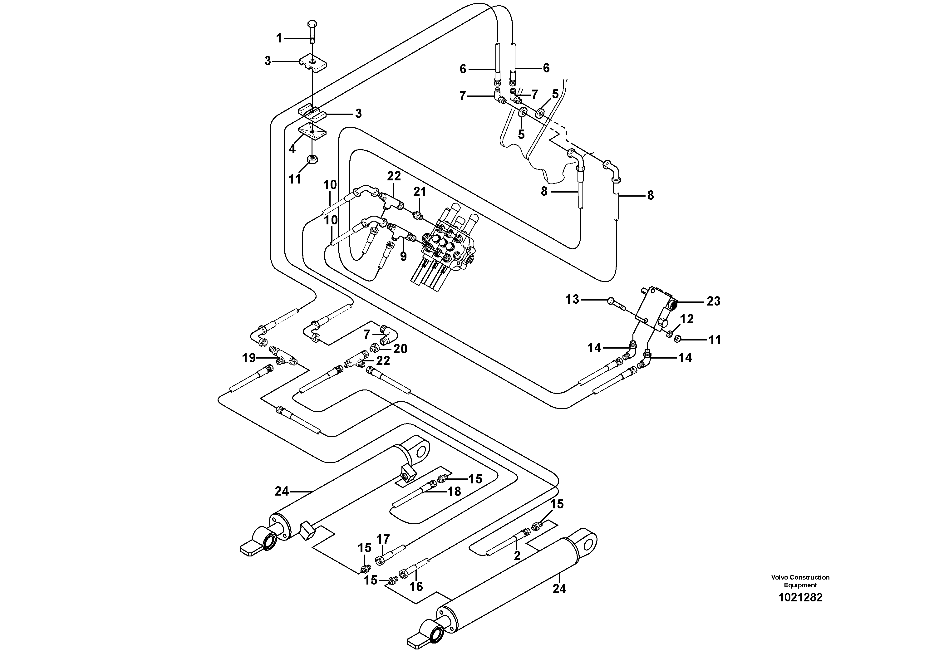 Схема запчастей Volvo MC110B - 15310 Attachment tilt hydraulic circuit MC110B