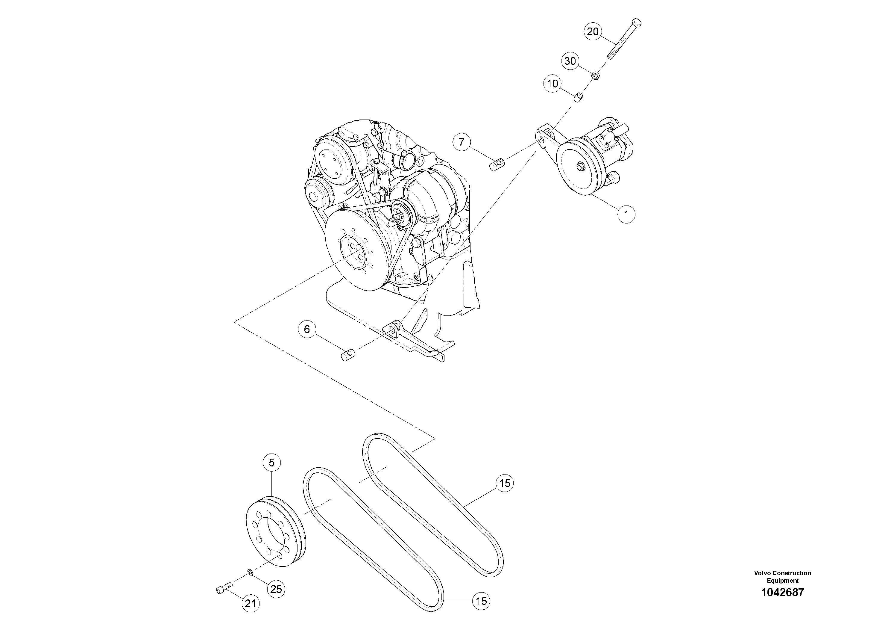 Схема запчастей Volvo MW500 S/N 20591 - - 87479 Conveyor Belt Pump Assembling 