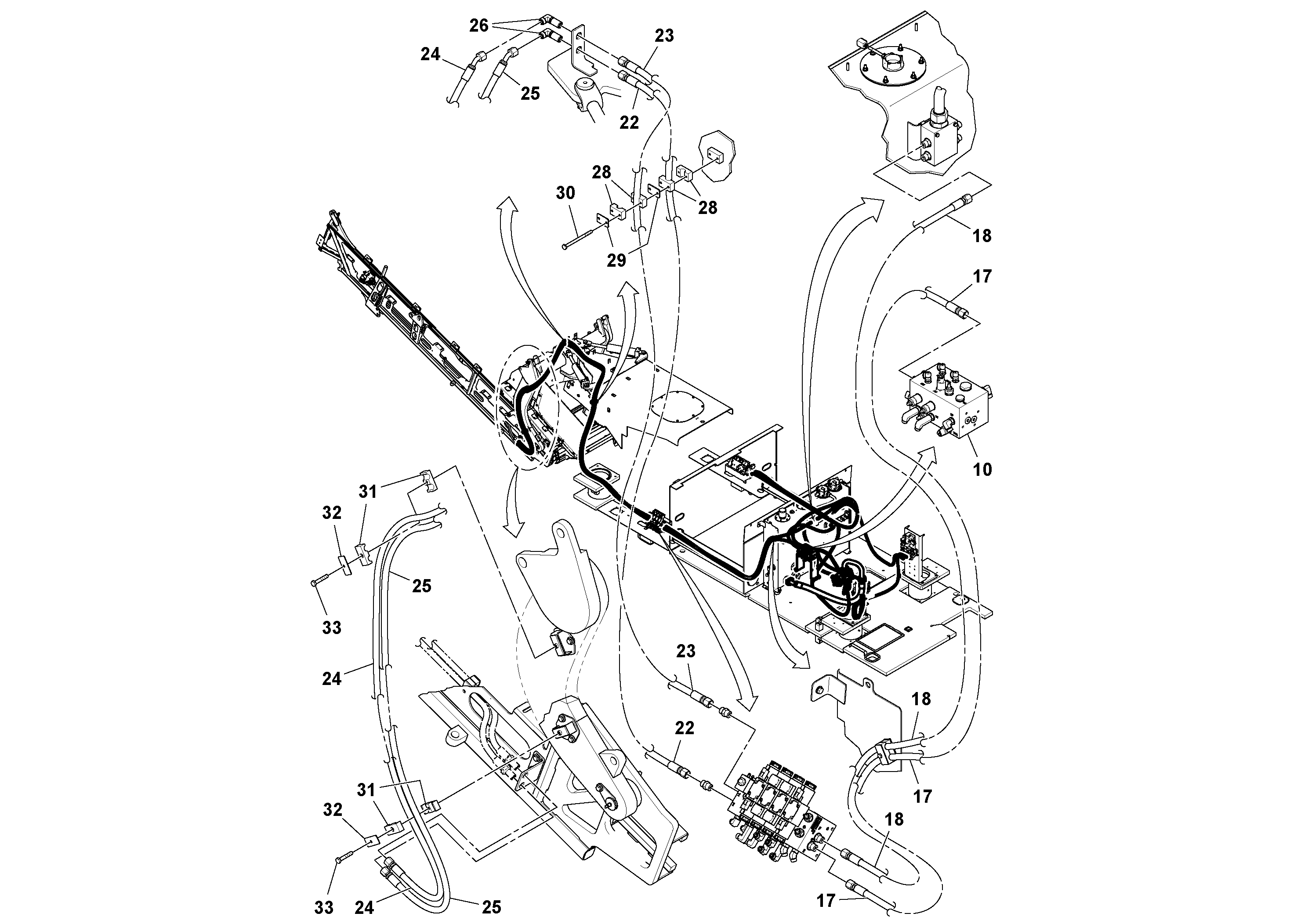 Схема запчастей Volvo MT2000 S/N 197282,198000- - 79866 Main Plumbing Installation 