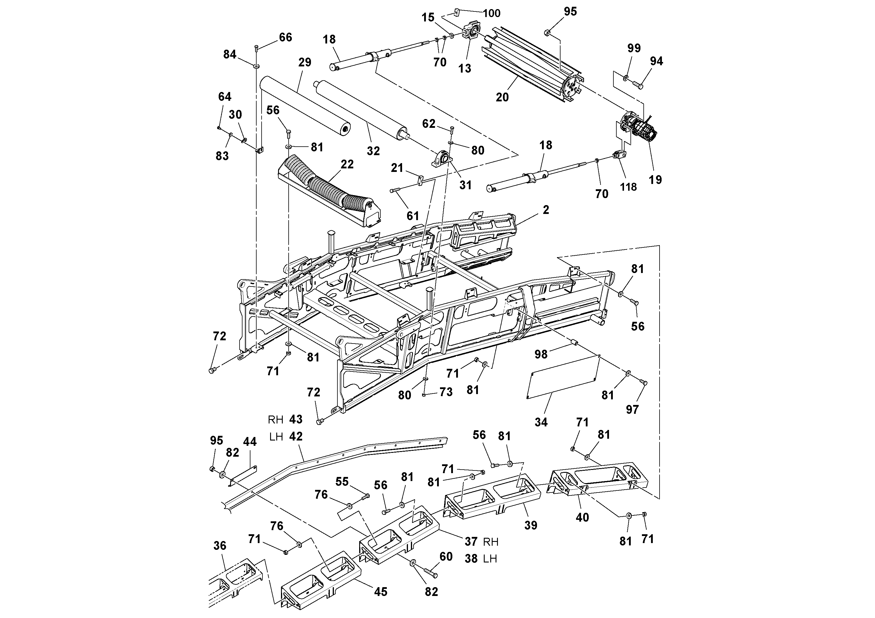 Схема запчастей Volvo MT2000 S/N 197282,198000- - 73032 Conveyor Assembly 