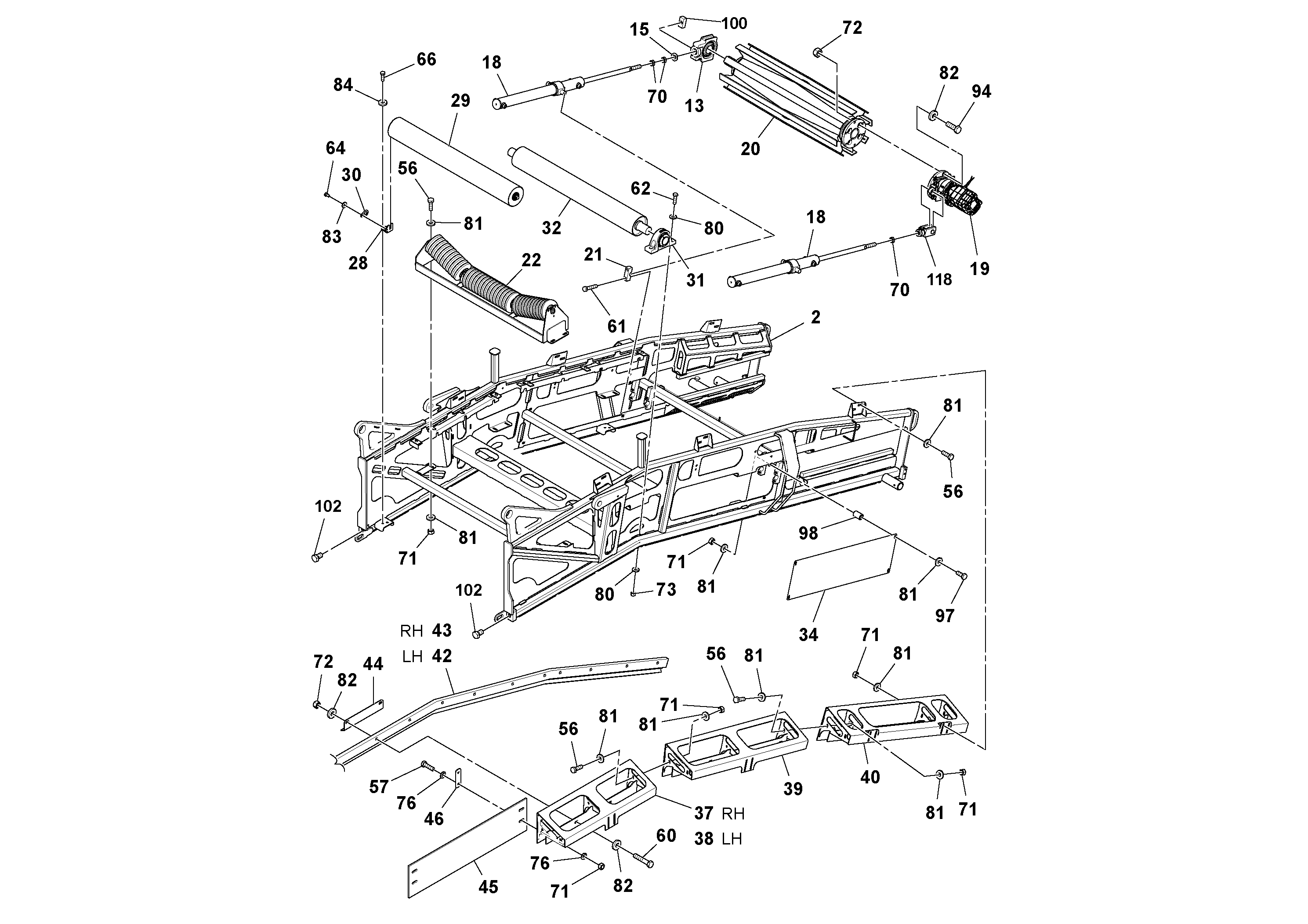 Схема запчастей Volvo MT2000 S/N 197282,198000- - 80124 Conveyor Assembly 