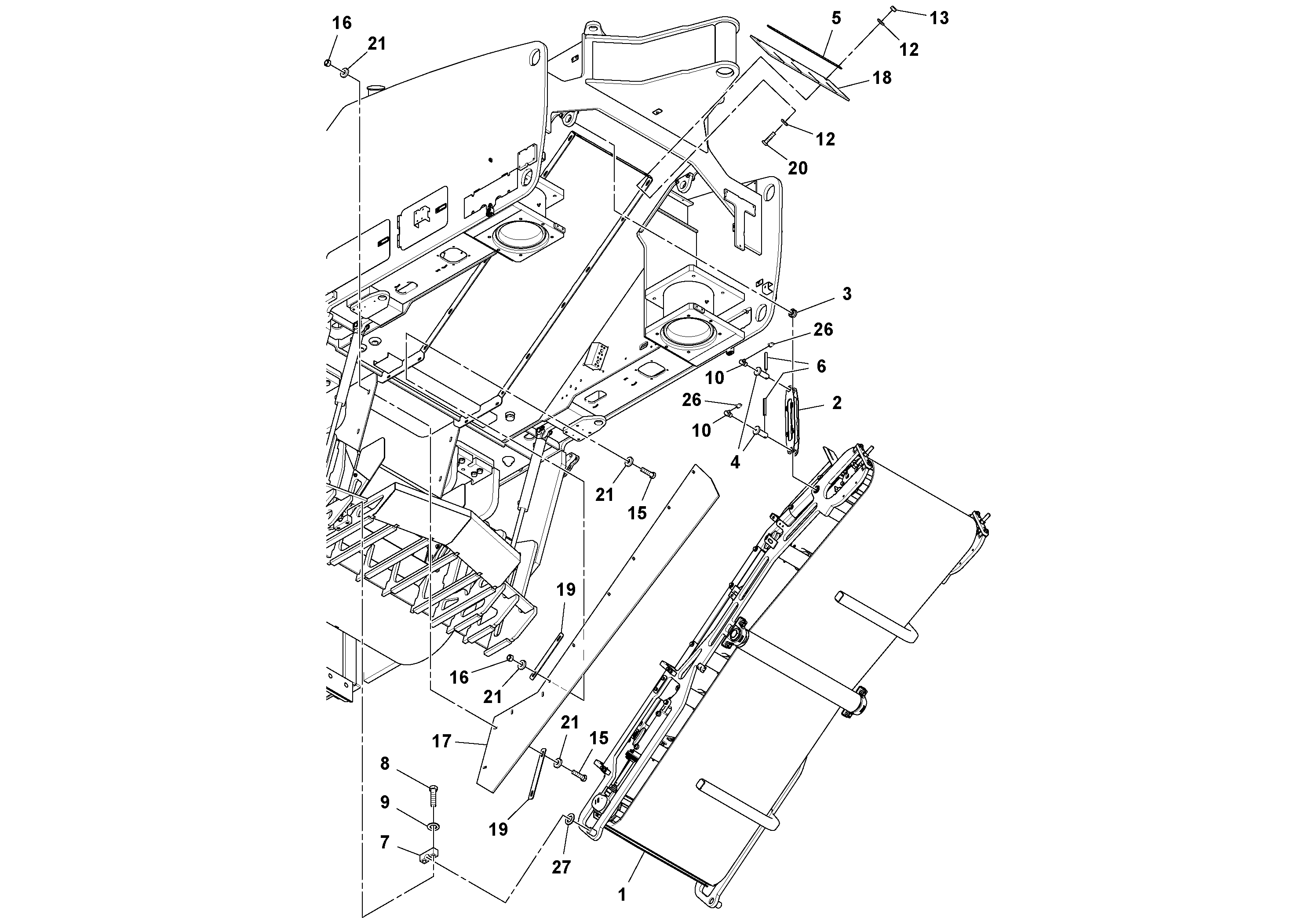 Схема запчастей Volvo MT2000 S/N 197282,198000- - 80204 Conveyor Installation 