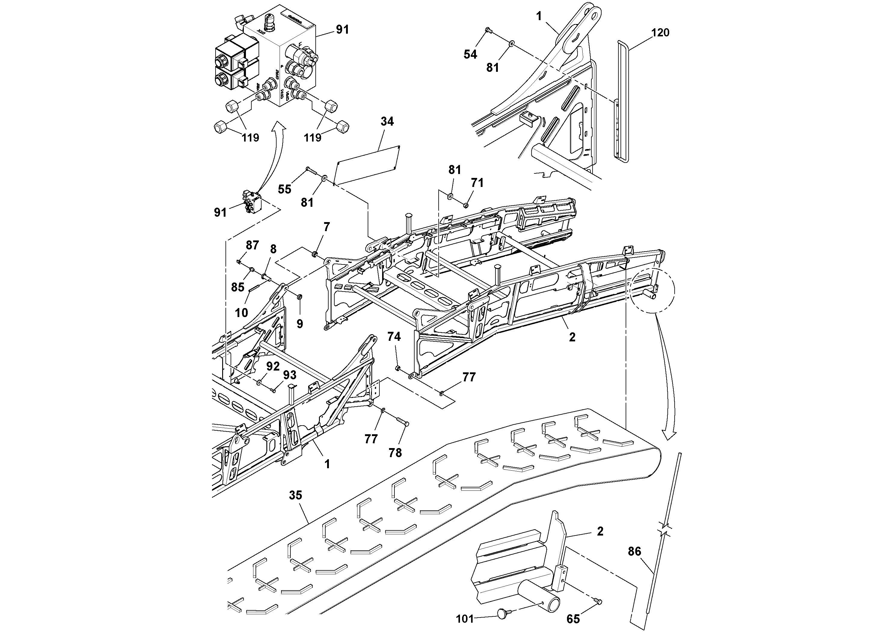 Схема запчастей Volvo MT2000 S/N 197282,198000- - 80928 Conveyor Assembly 