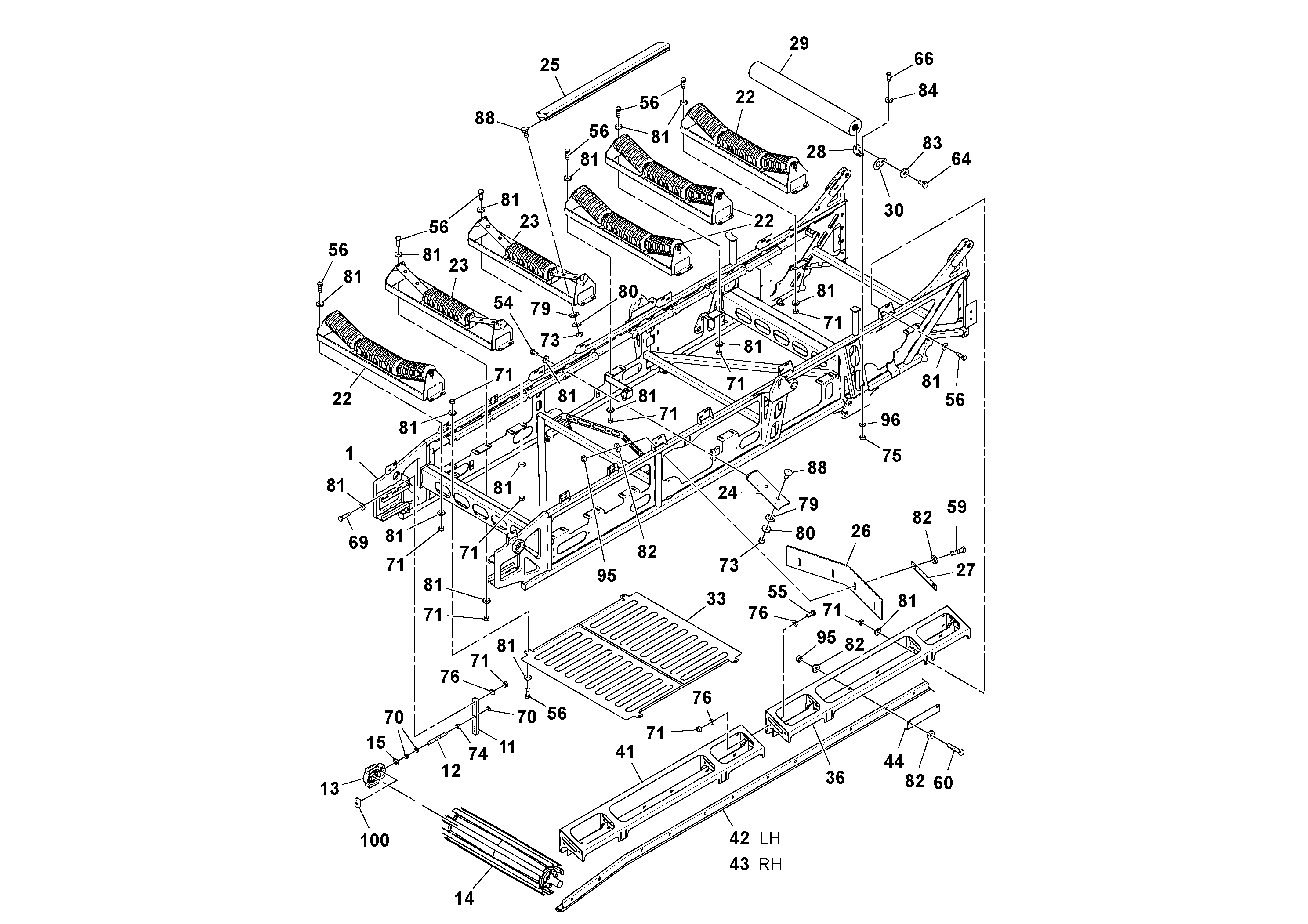 Схема запчастей Volvo MT2000 S/N 197282,198000- - 81030 Conveyor Assembly 