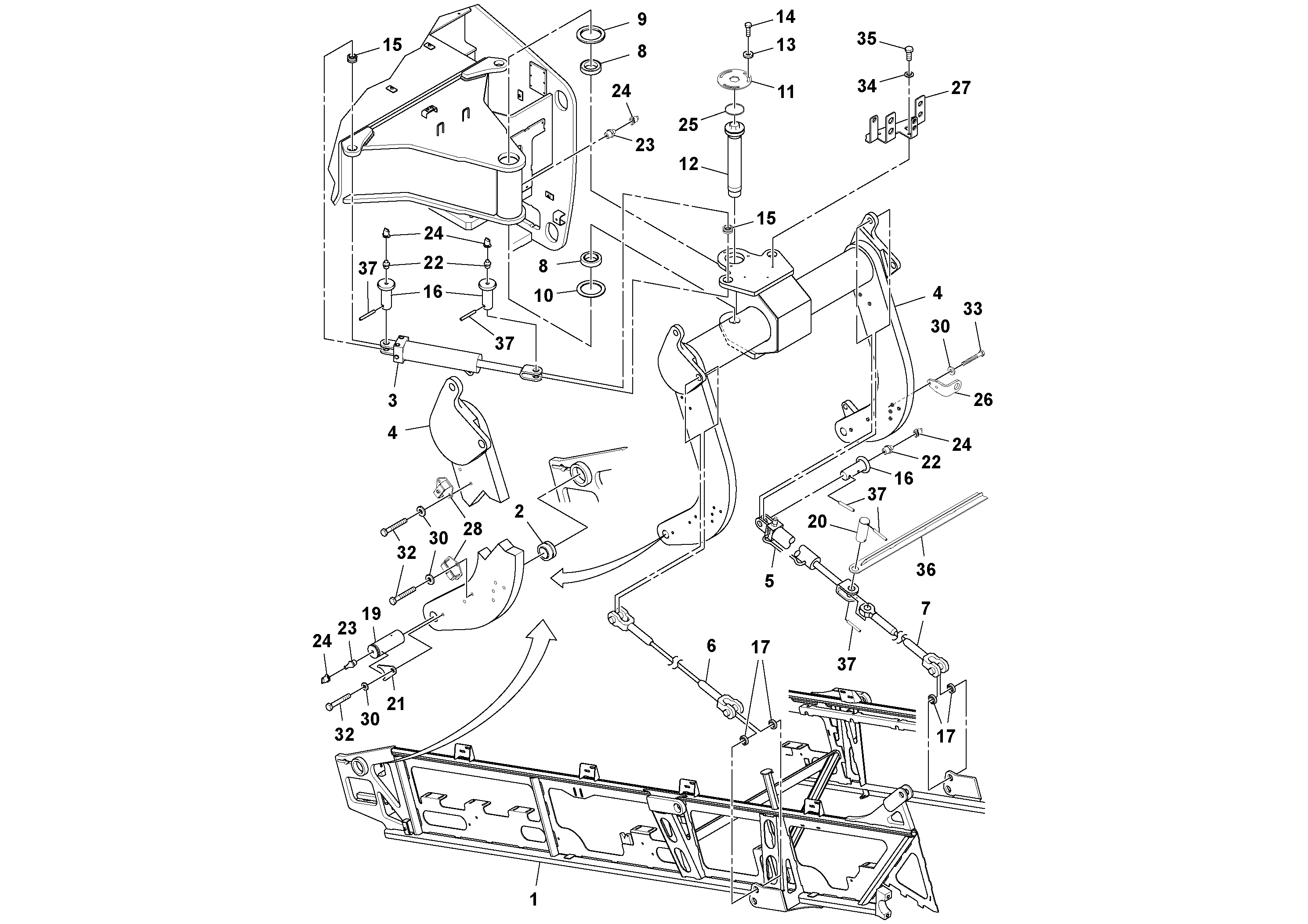 Схема запчастей Volvo MT2000 S/N 197282,198000- - 81138 Conveyor Installation 