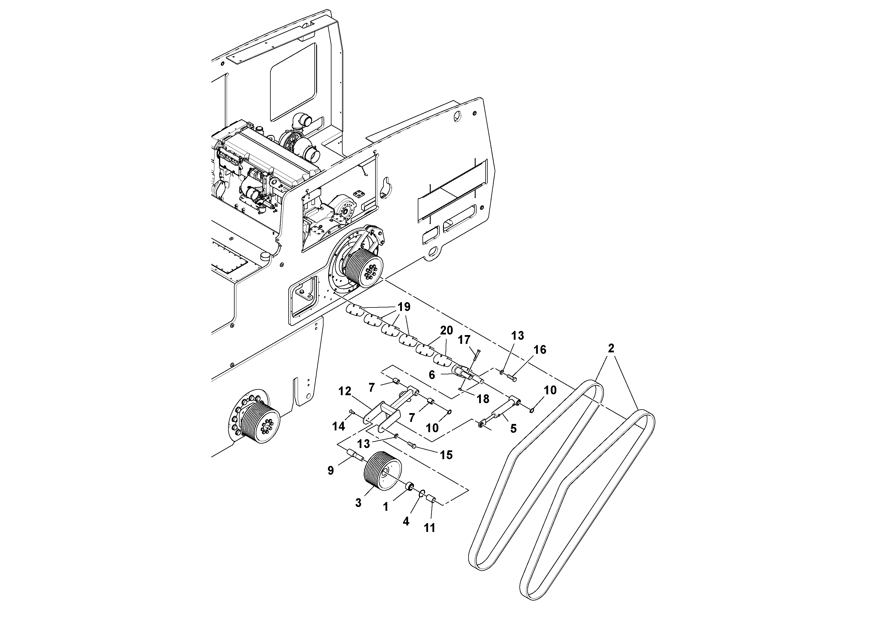 Схема запчастей Volvo MT2000 S/N 197282,198000- - 78338 Drive Belt Assembly 