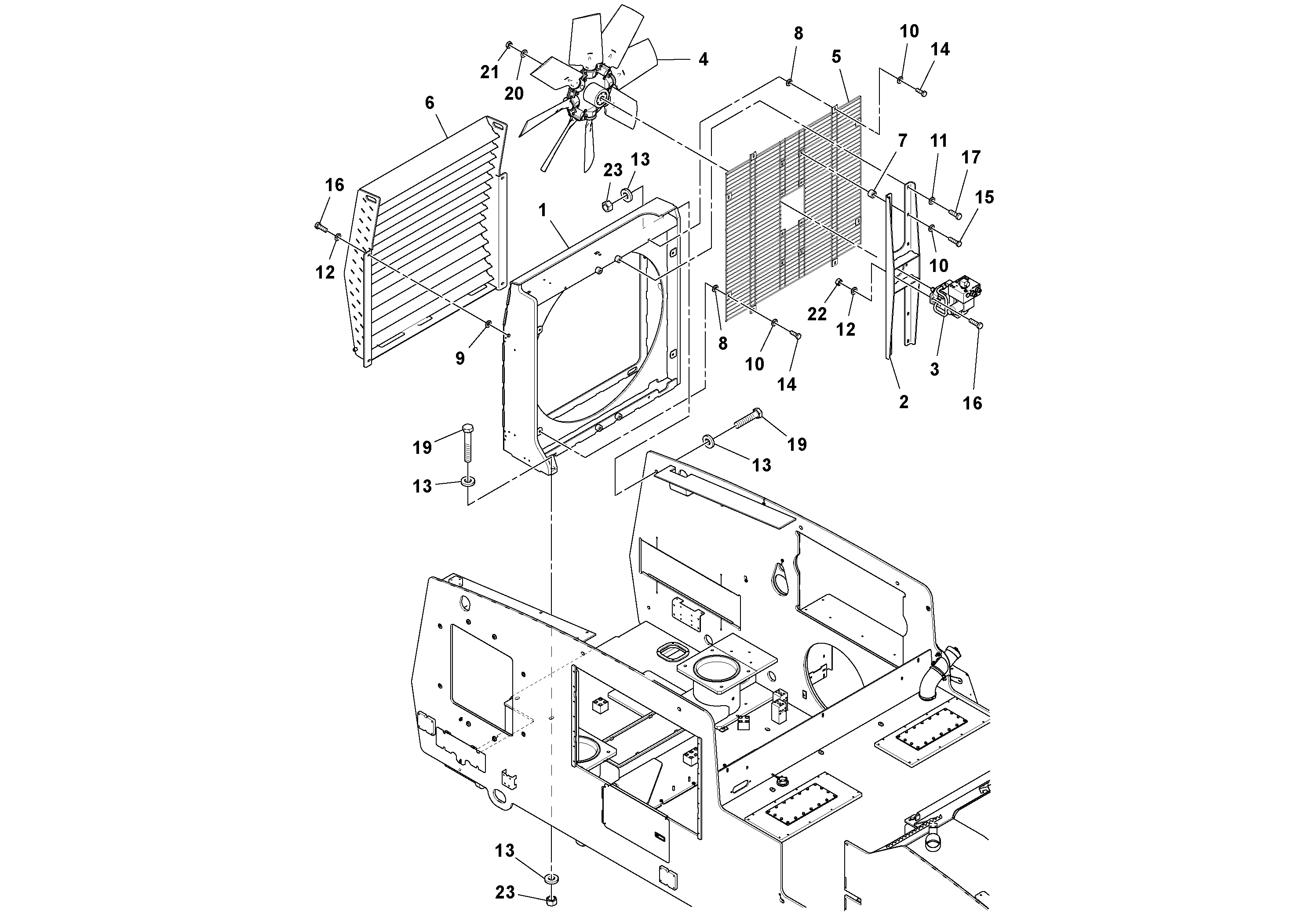 Схема запчастей Volvo MT2000 S/N 197282,198000- - 47916 Fan Drive Installation 