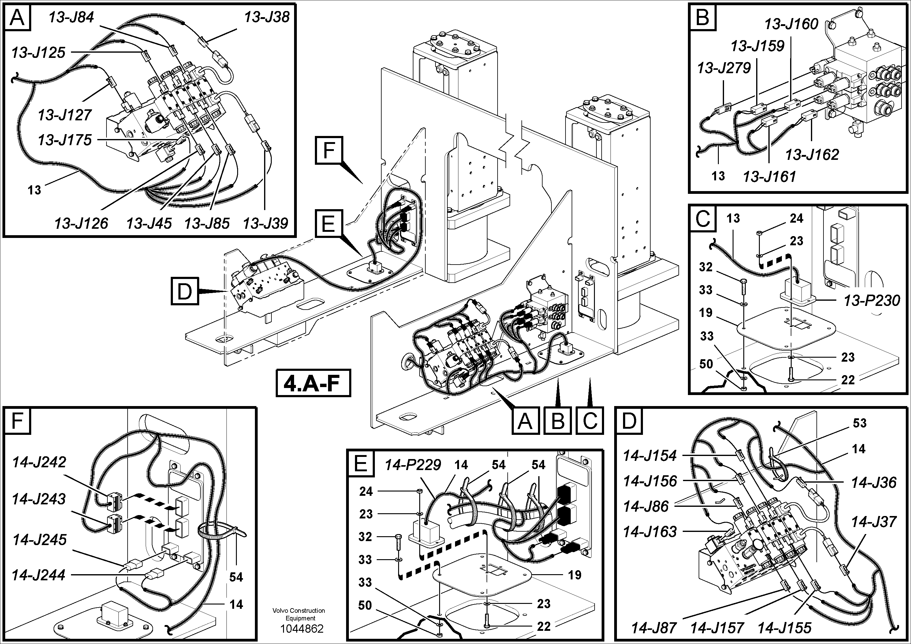 Схема запчастей Volvo MT2000 S/N 197282,198000- - 61252 Harness Installation 