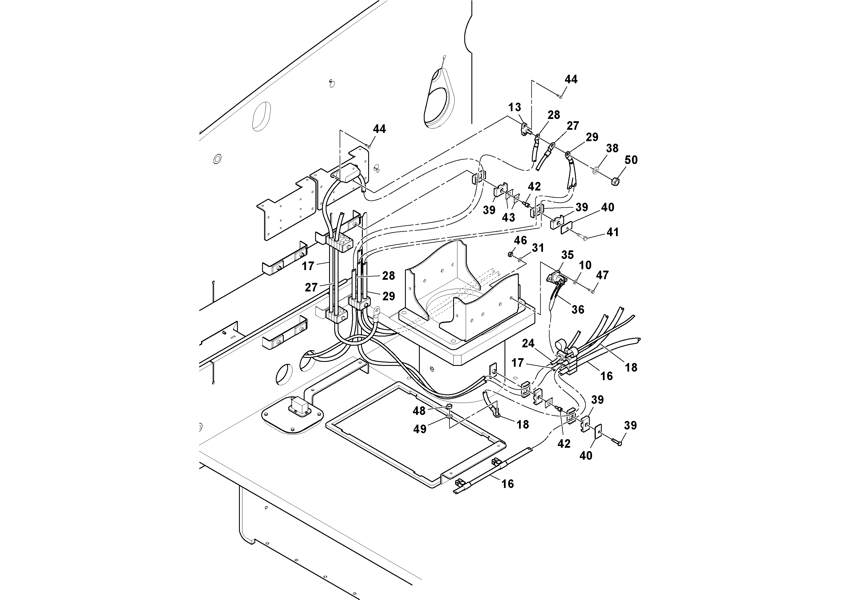 Схема запчастей Volvo MT2000 S/N 197282,198000- - 36809 Battery installation 