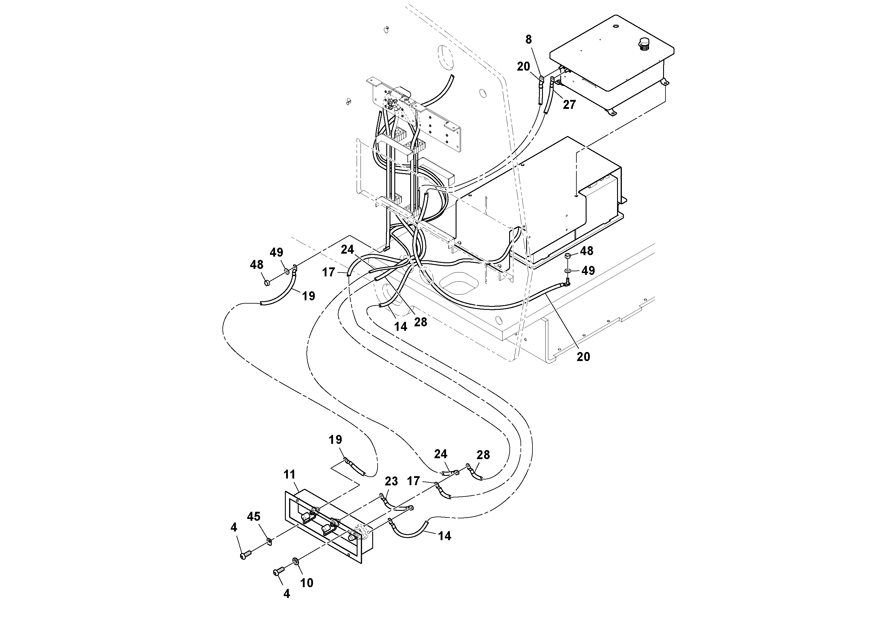 Схема запчастей Volvo MT2000 S/N 197282,198000- - 36810 Battery installation 