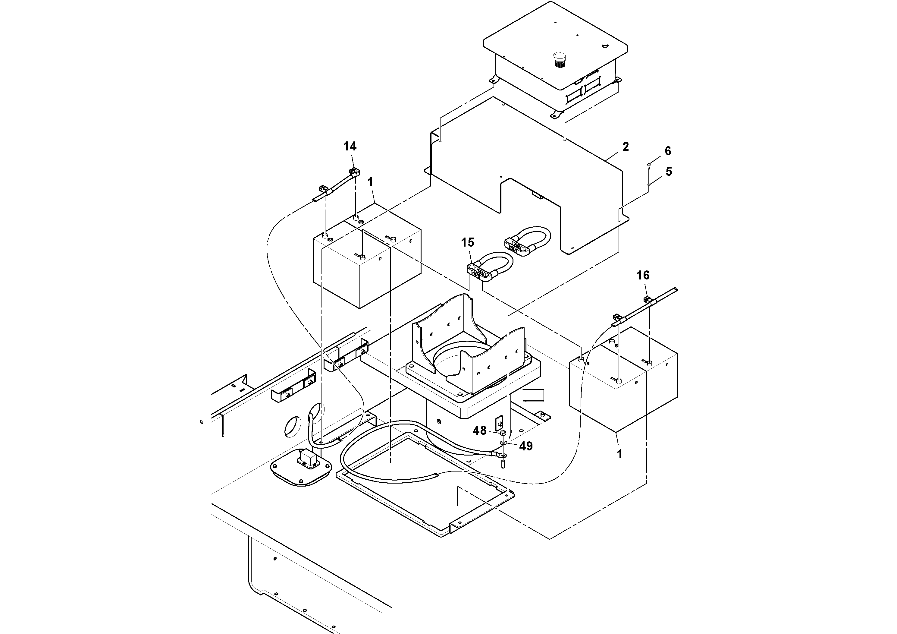 Схема запчастей Volvo MT2000 S/N 197282,198000- - 50621 Battery installation 