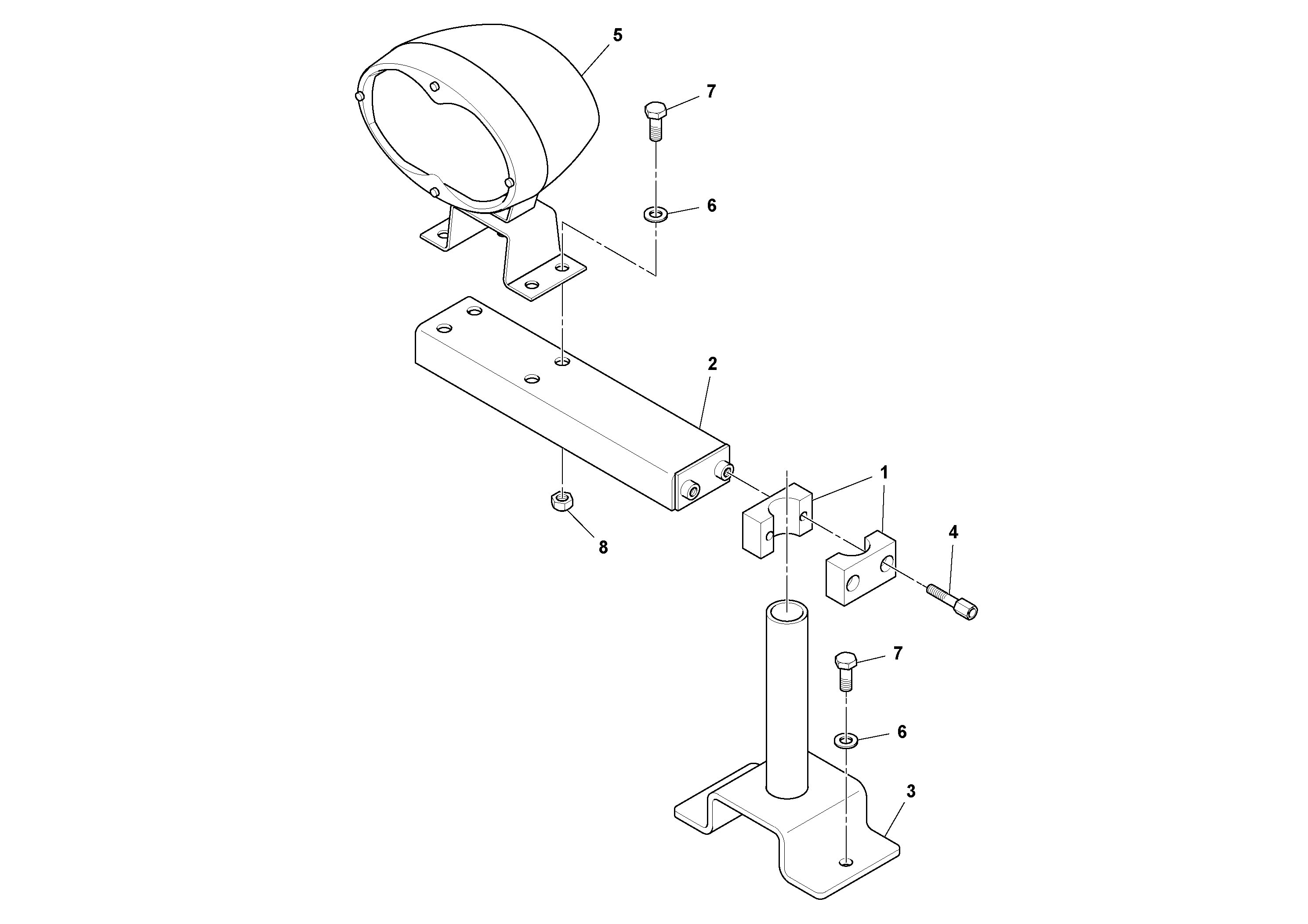 Схема запчастей Volvo MT2000 S/N 197282,198000- - 48189 Work Light Assembly 