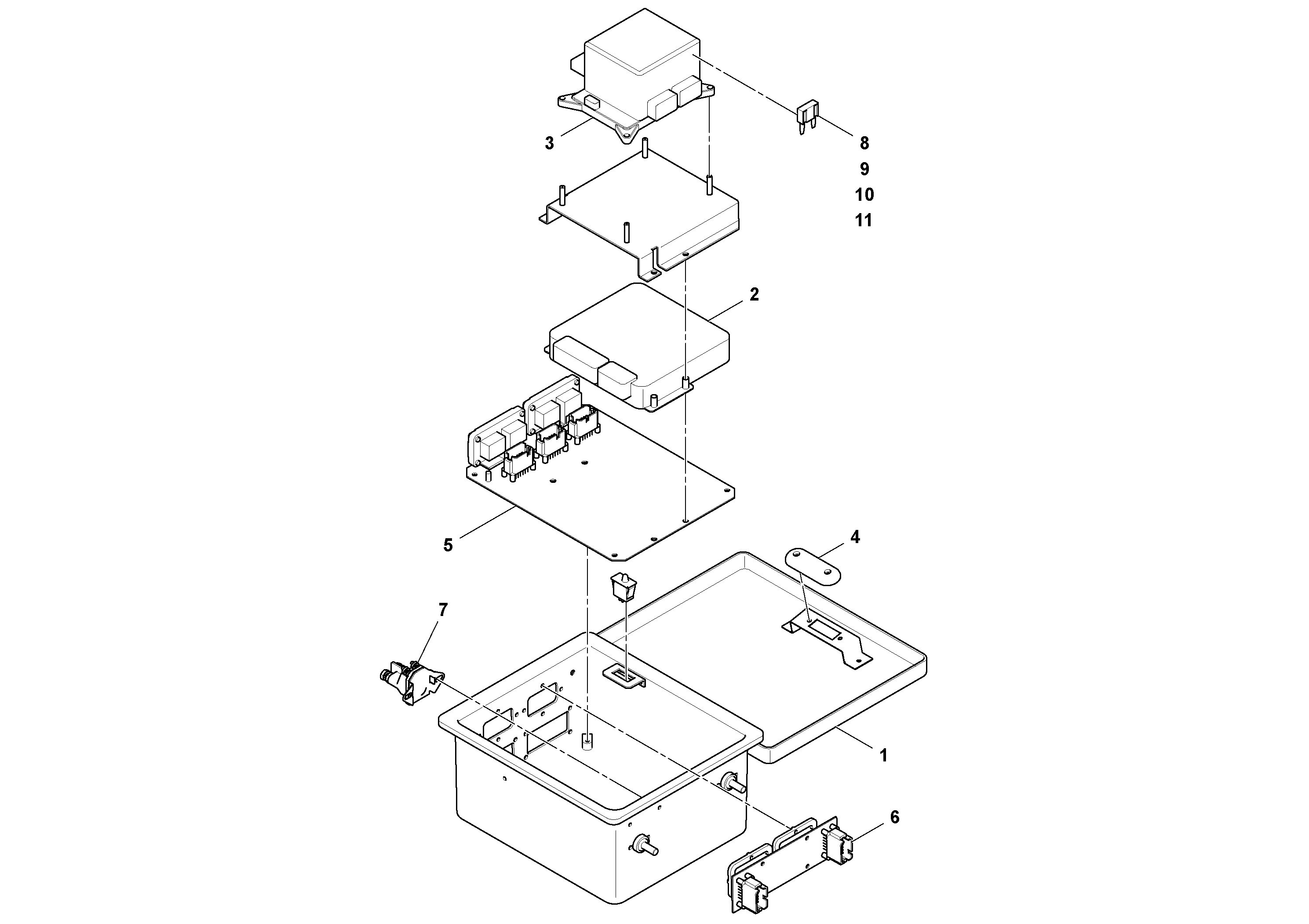 Схема запчастей Volvo MT2000 S/N 197282,198000- - 20383 Front I/o Box Assembly 