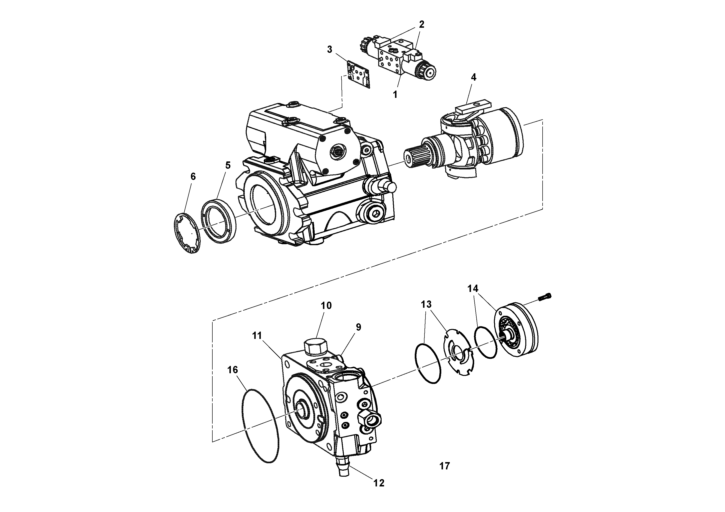 Схема запчастей Volvo MT2000 S/N 197282,198000- - 100171 Propulsion Pump 