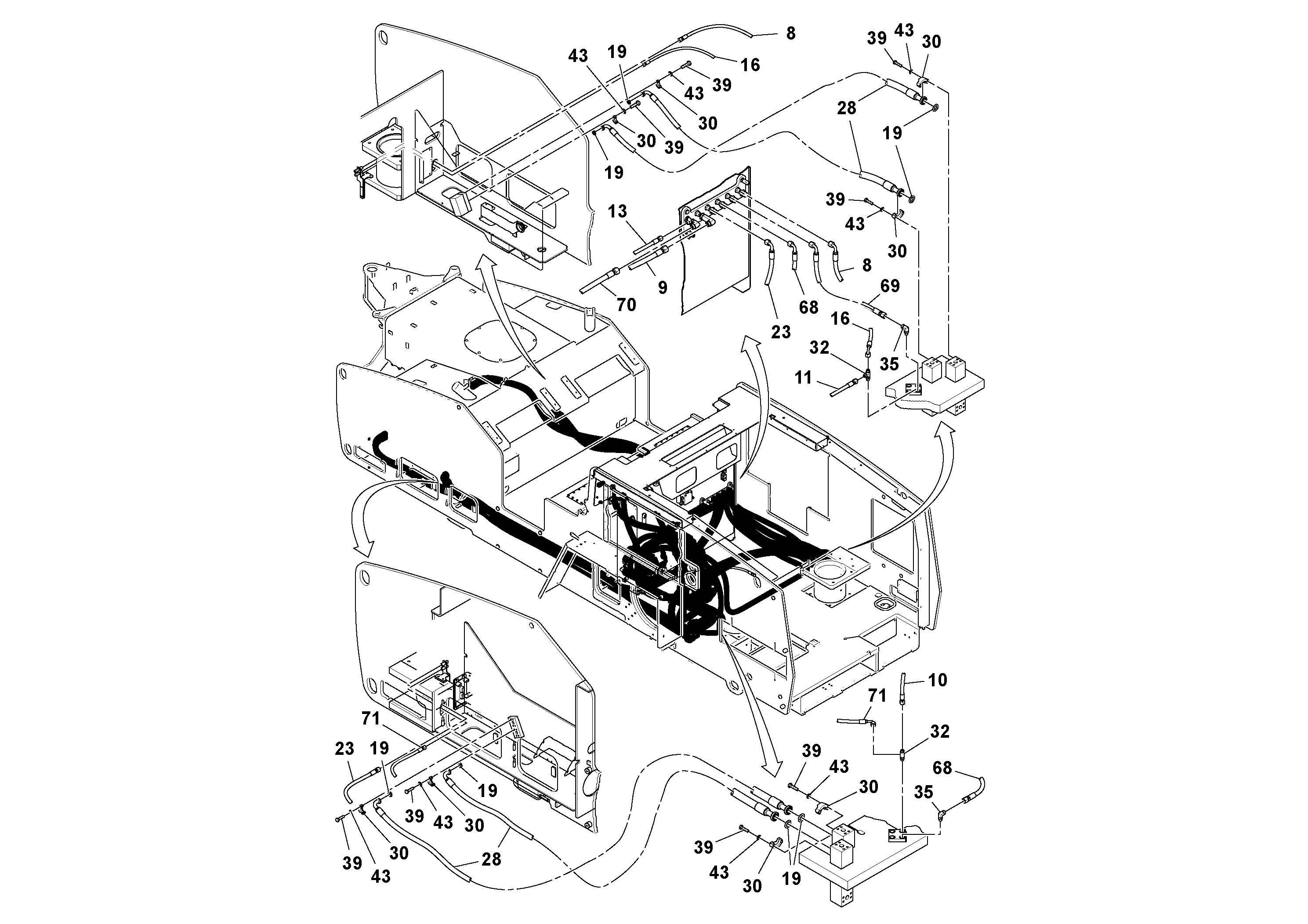 Схема запчастей Volvo MT2000 S/N 197282,198000- - 66831 Propulsion Hydraulics Installation 