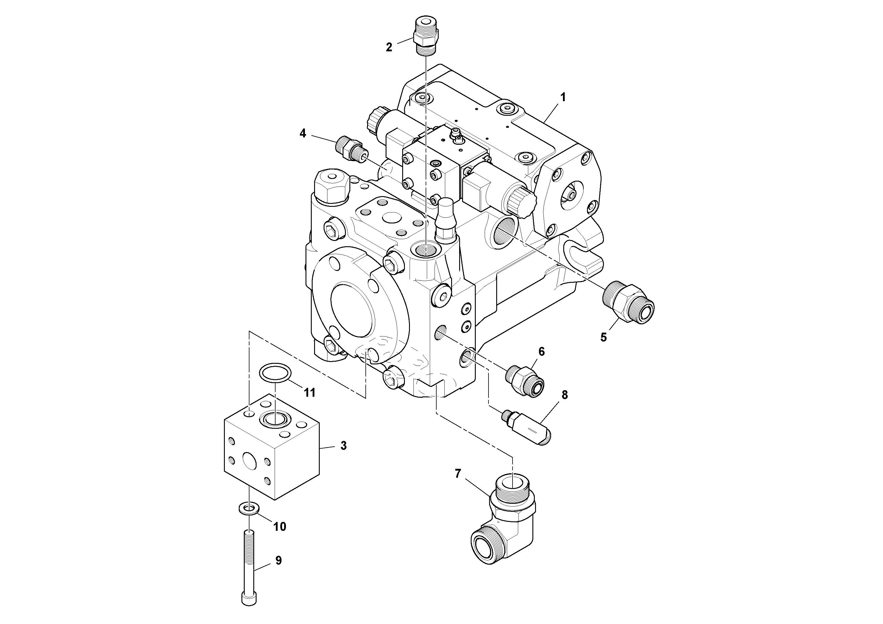 Схема запчастей Volvo MT2000 S/N 197282,198000- - 71655 Propulsion Pump Assembly 