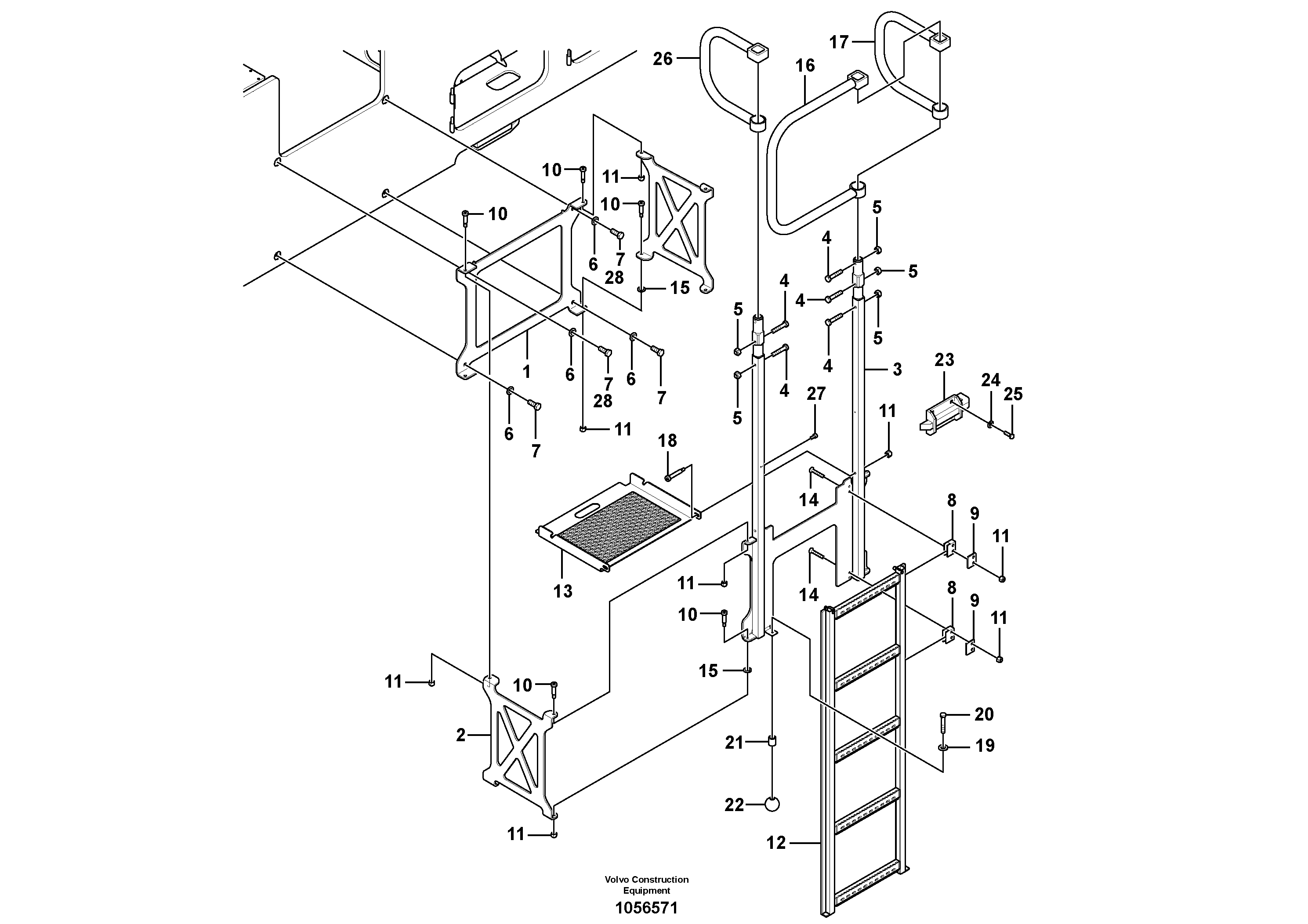 Схема запчастей Volvo MT2000 S/N 197282,198000- - 106403 Ladder Assembly 