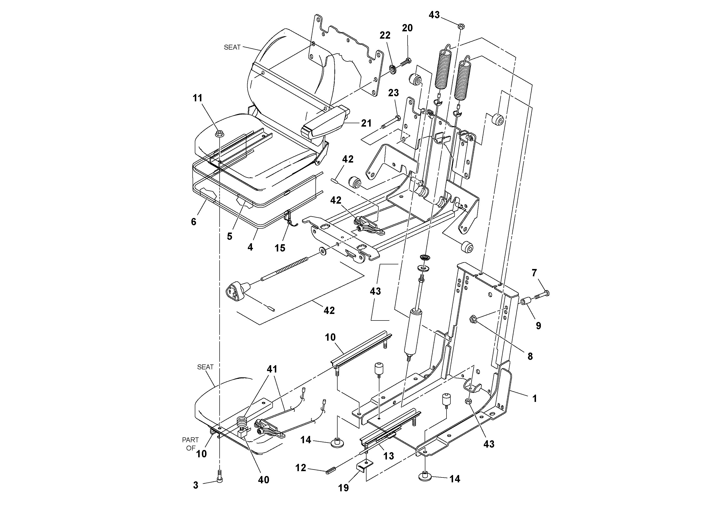 Схема запчастей Volvo MT2000 S/N 197282,198000- - 56942 Seat 