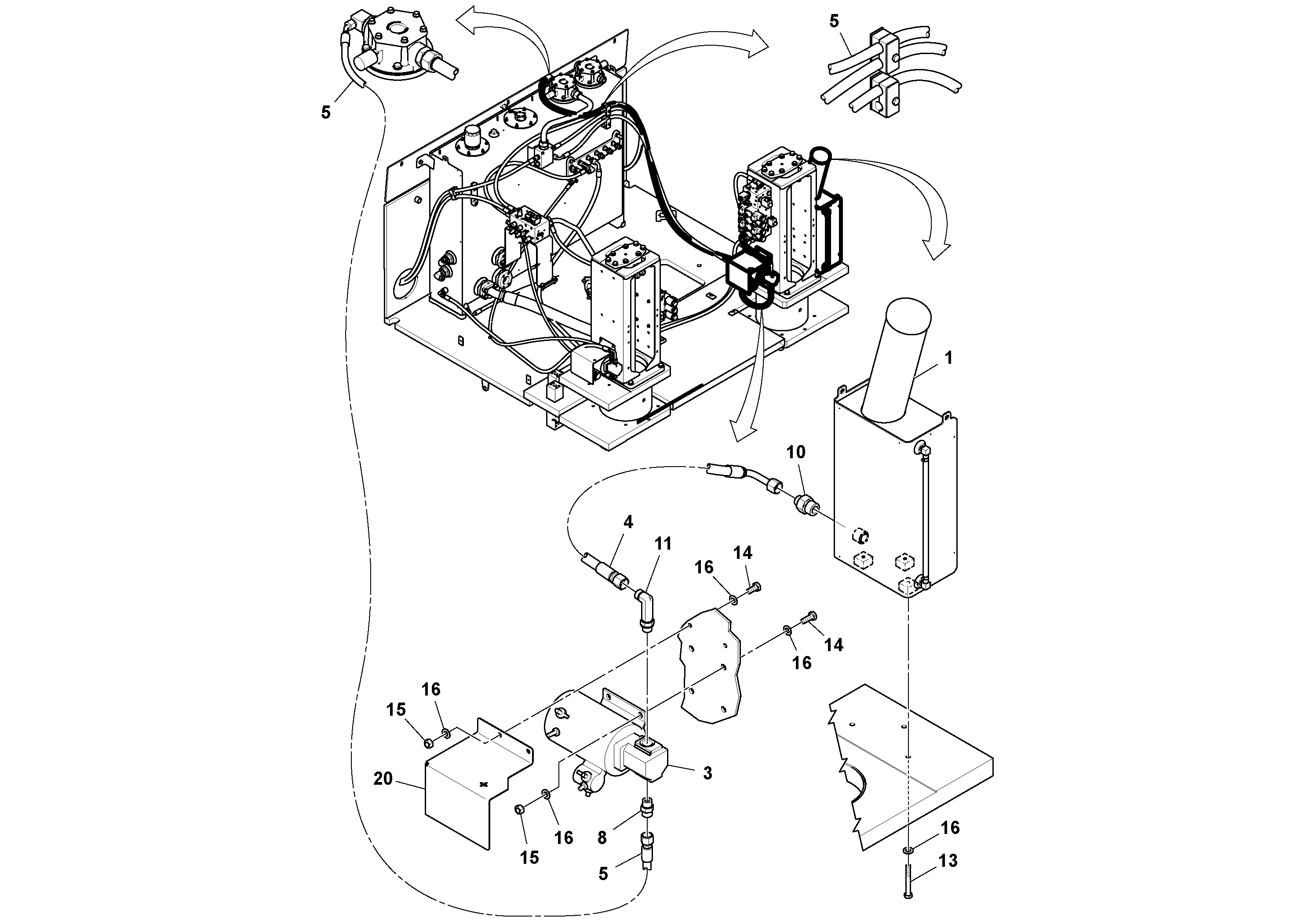 Схема запчастей Volvo MT2000 S/N 197282,198000- - 101515 Hydraulic Tank Pre Fill Installation 