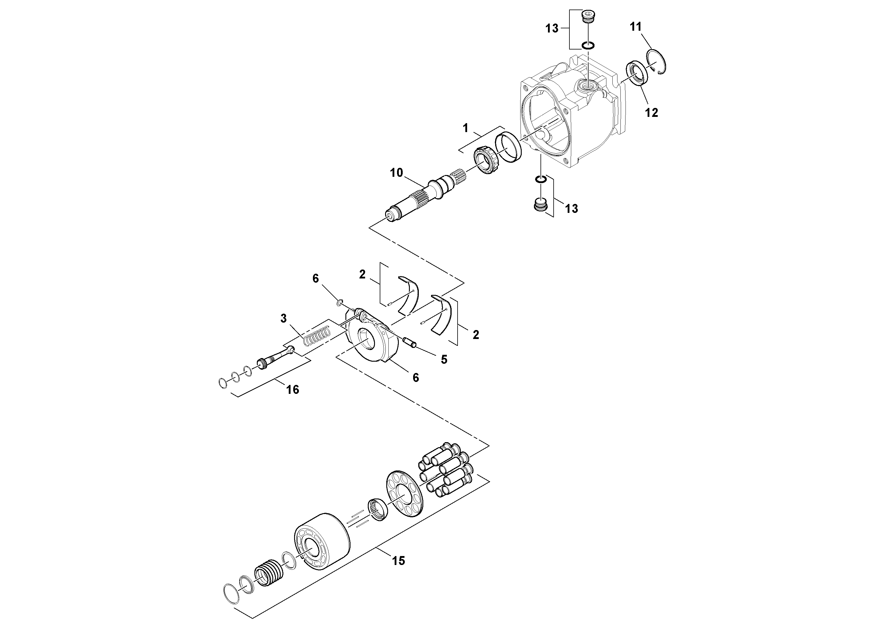 Схема запчастей Volvo MT2000 S/N 197282,198000- - 72313 Гидронасос (основной насос) 