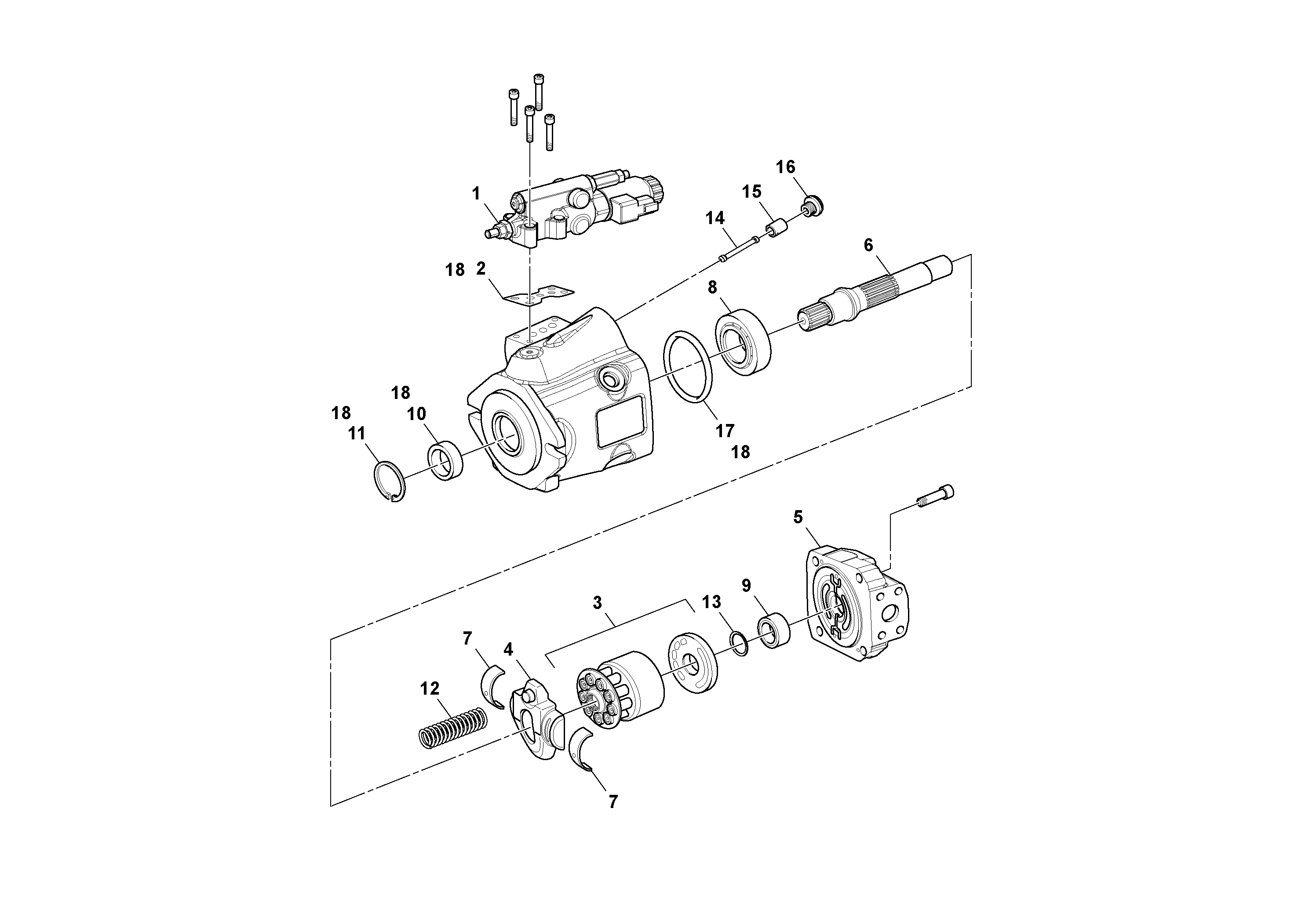 Схема запчастей Volvo MT2000 S/N 197282,198000- - 73325 Гидронасос (основной насос) 