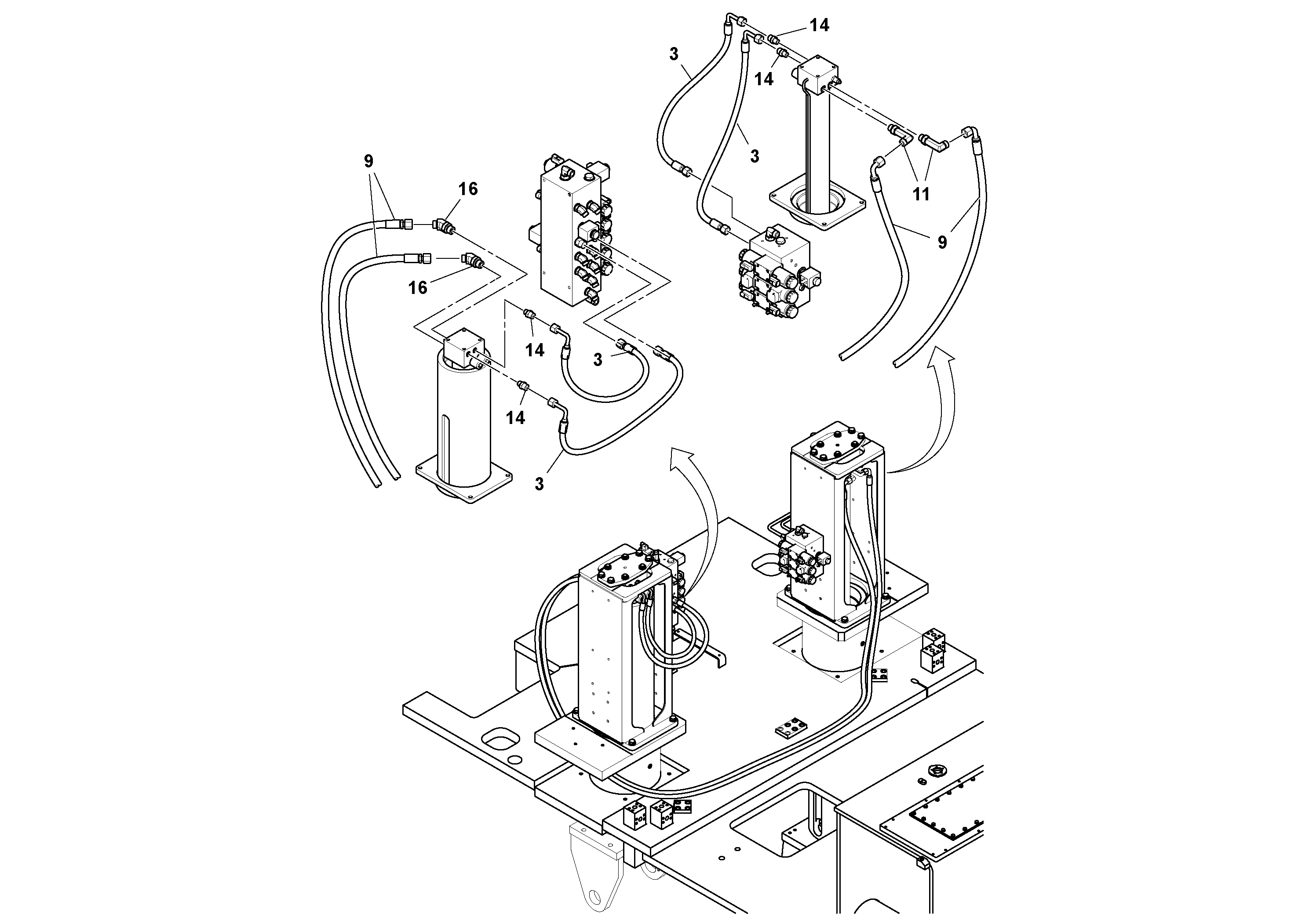 Схема запчастей Volvo MT2000 S/N 197282,198000- - 75043 Plumbing Installation 