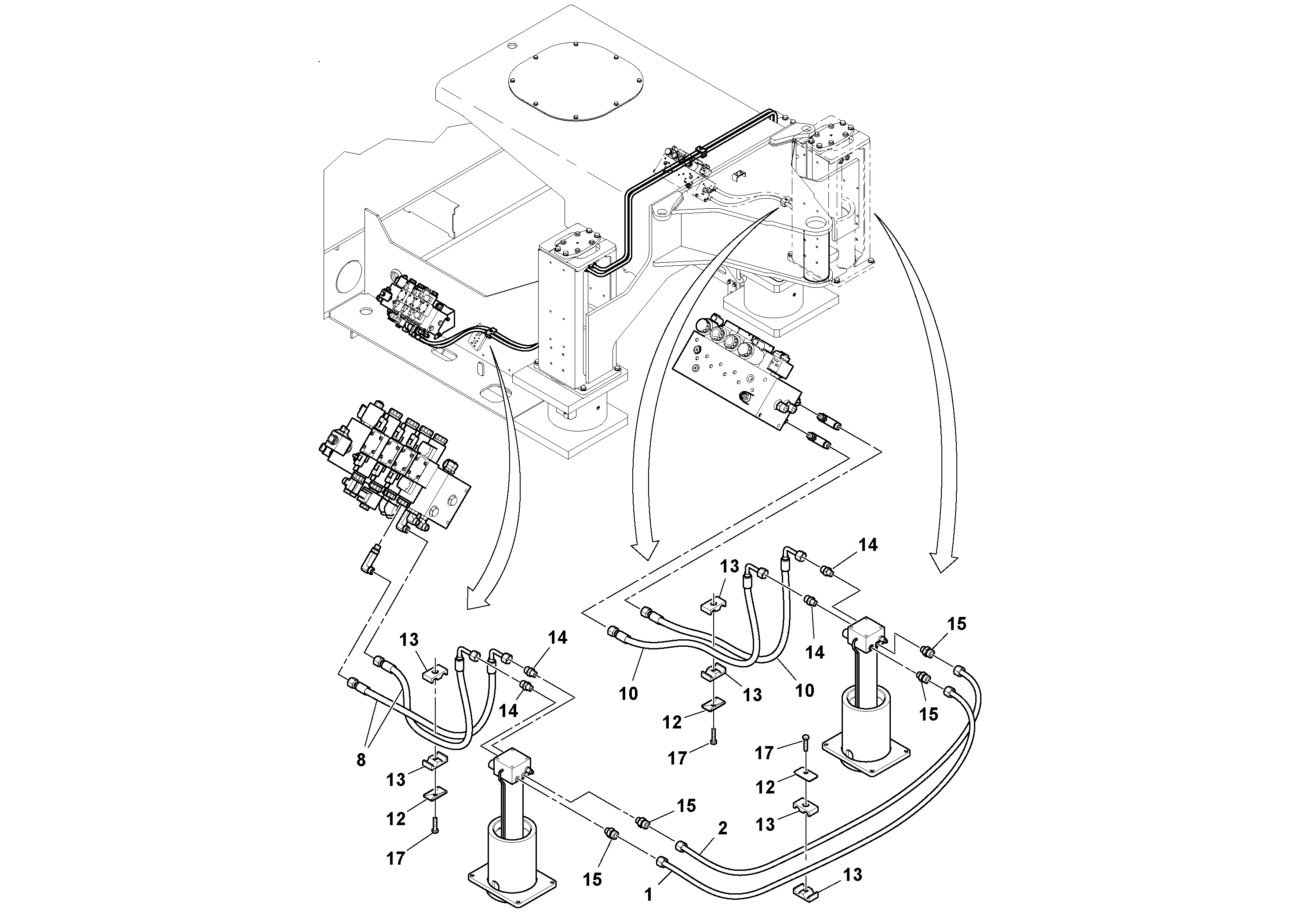 Схема запчастей Volvo MT2000 S/N 197282,198000- - 75525 Plumbing Installation 