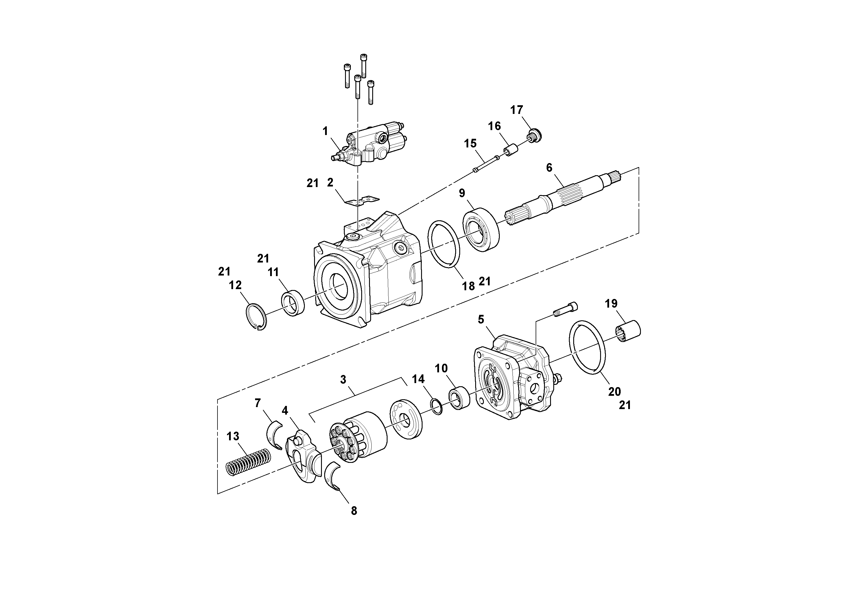 Схема запчастей Volvo MT2000 S/N 197282,198000- - 72859 Гидронасос (основной насос) 