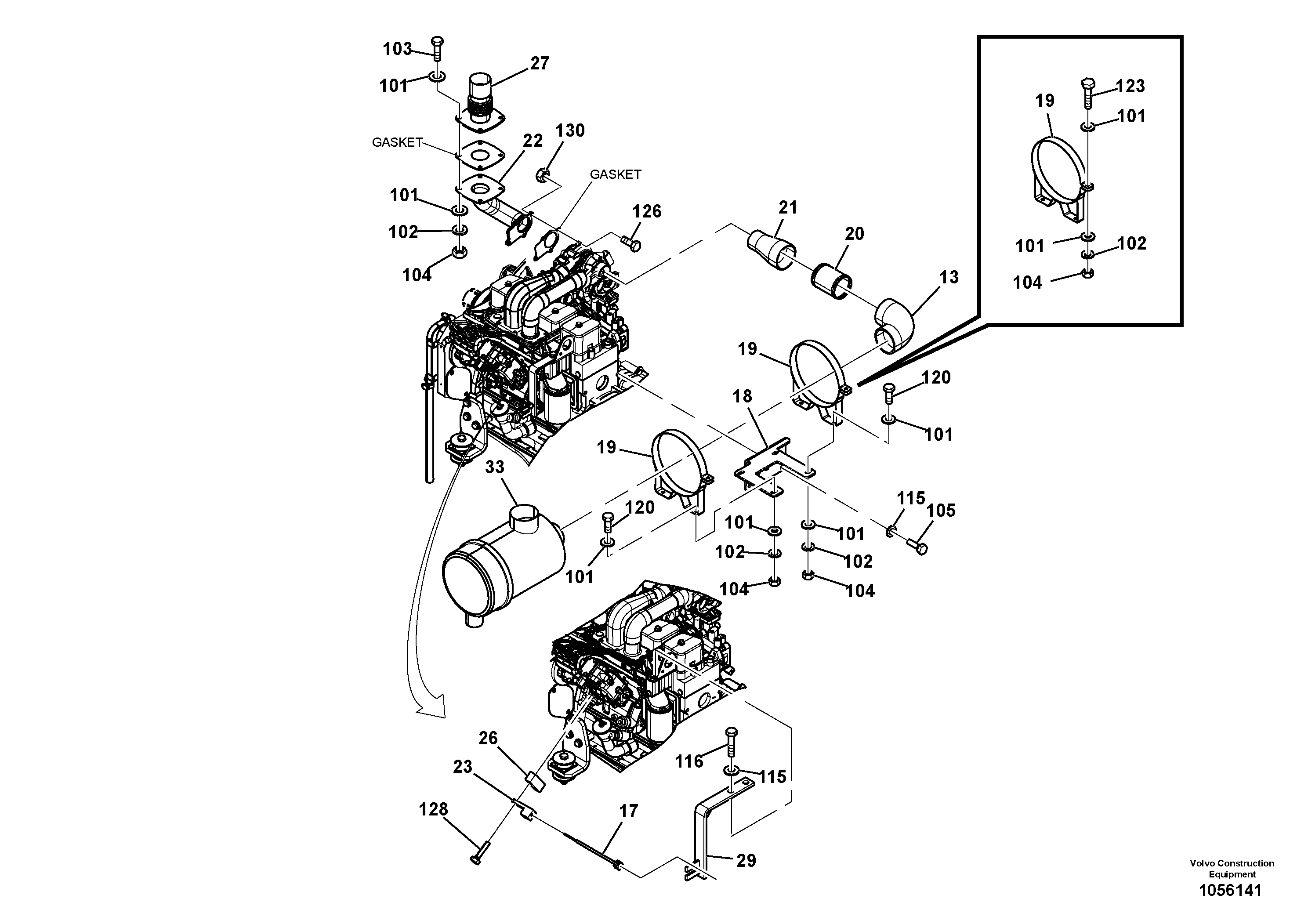 Схема запчастей Volvo ABG4361 S/N 0847503050 - - 92401 Engine Installation 