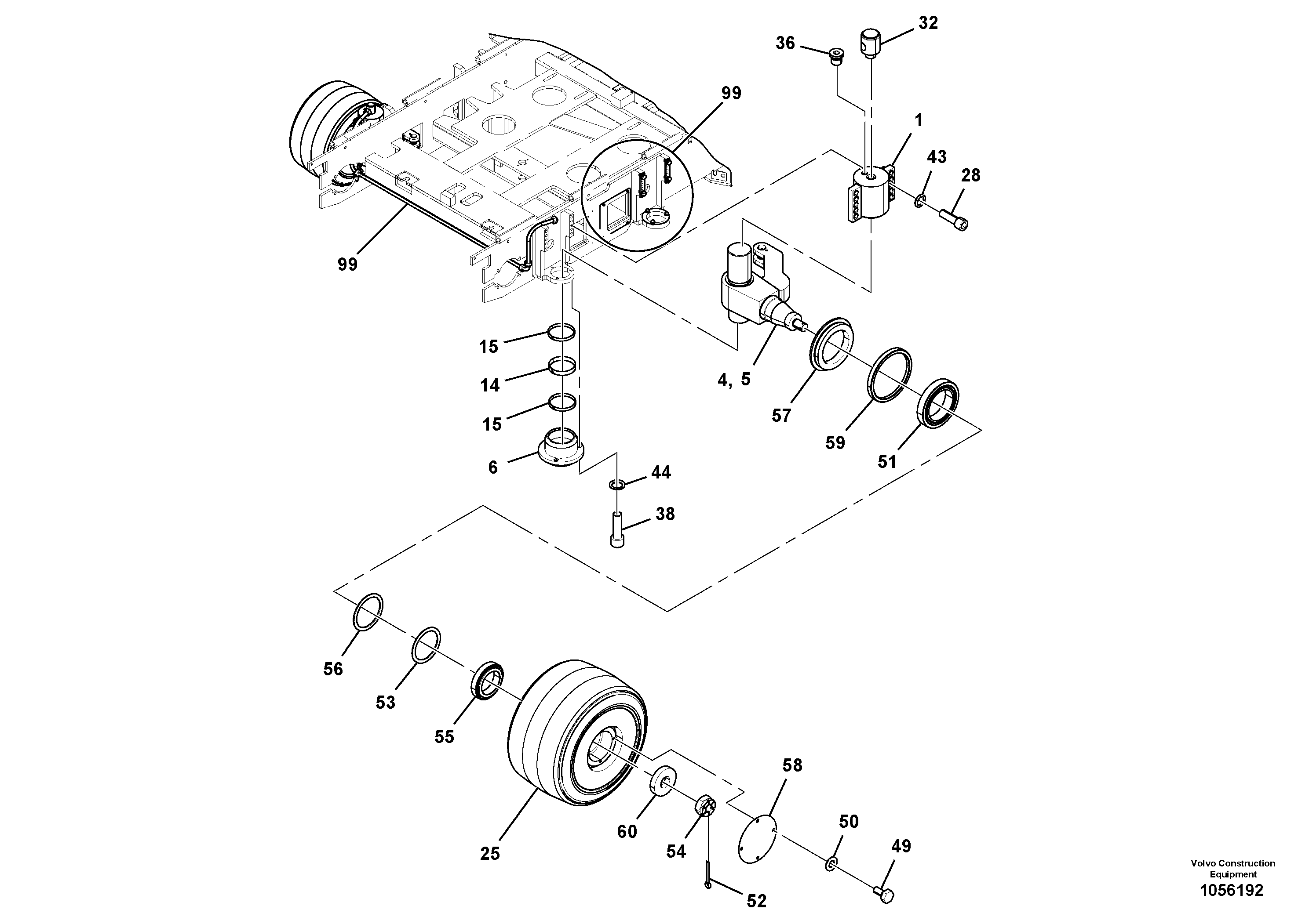 Схема запчастей Volvo ABG4361 S/N 0847503050 - - 94085 Front Wheel Installation 