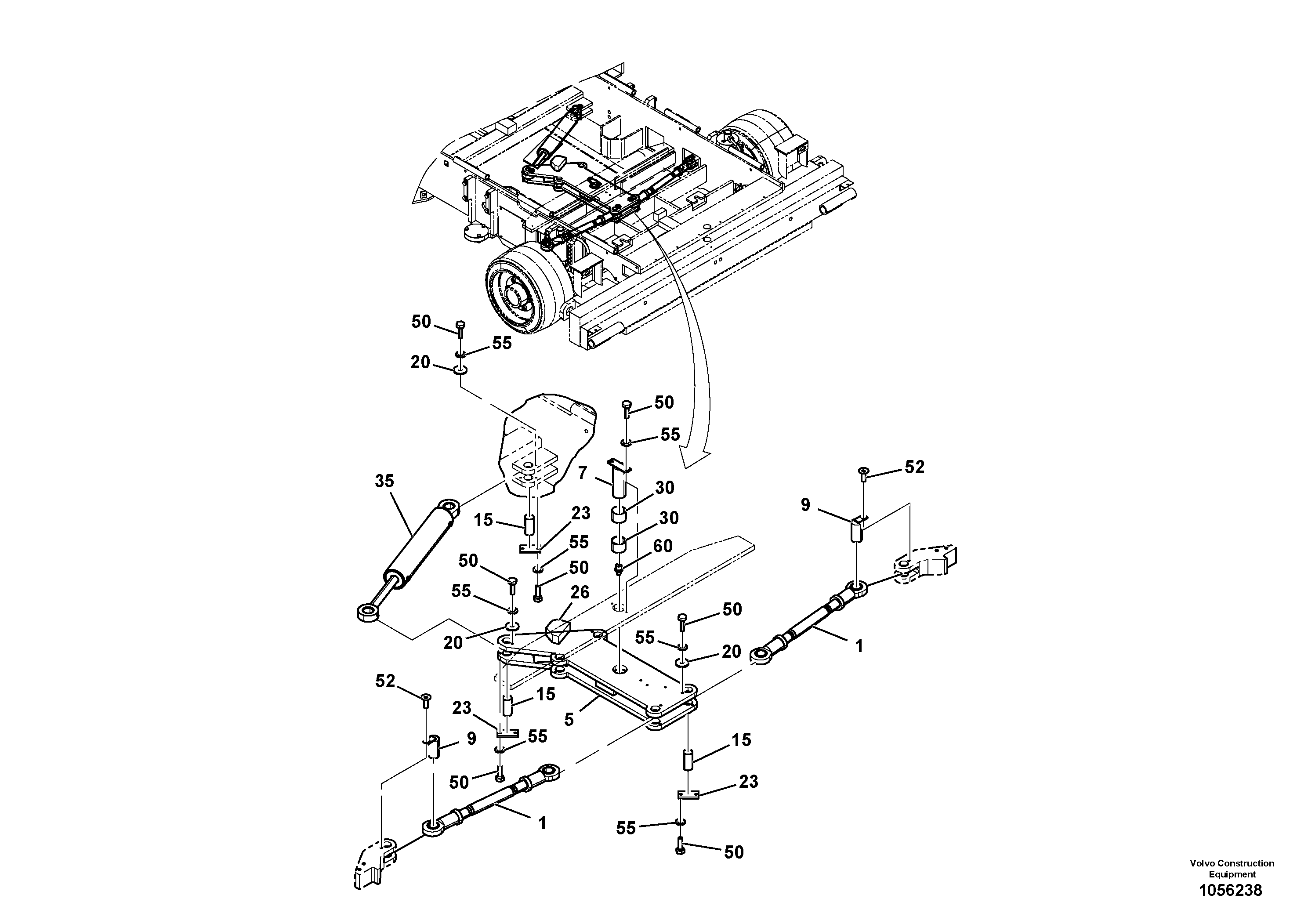 Схема запчастей Volvo ABG4361 S/N 0847503050 - - 98186 Steering Arrangement Installation 