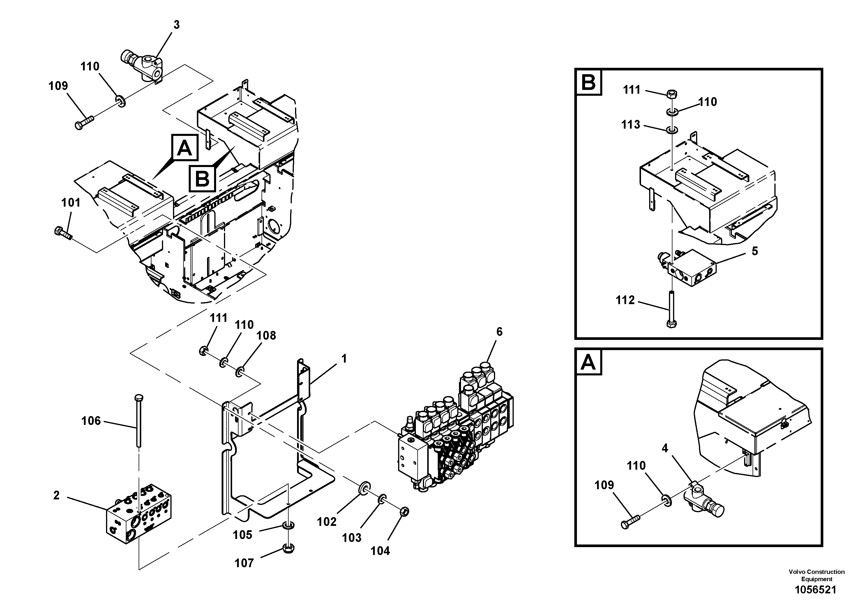 Схема запчастей Volvo ABG4361 S/N 0847503050 - - 96284 Hydro Block Assembly 