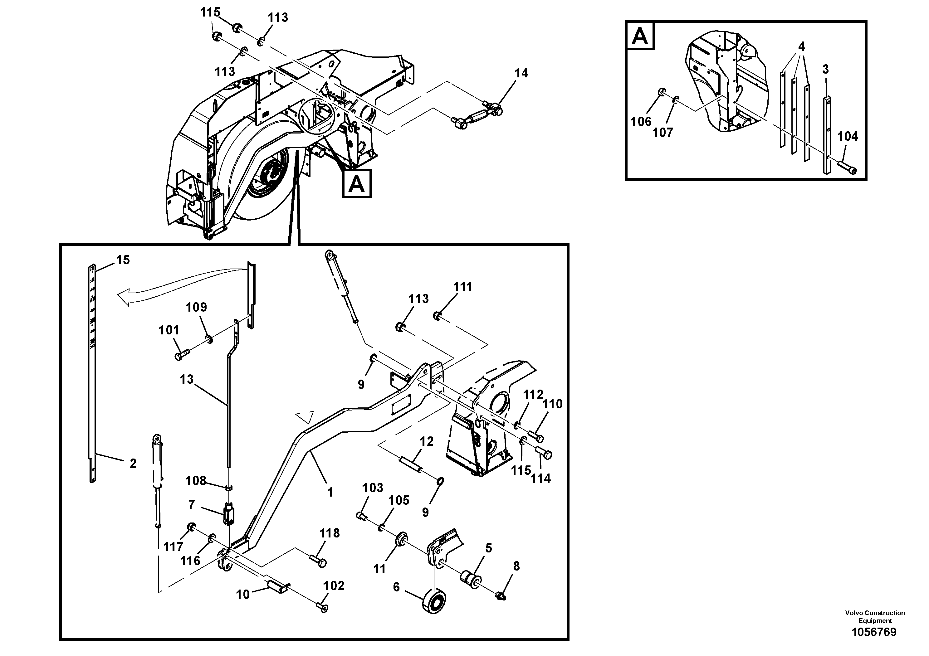 Схема запчастей Volvo ABG4361 S/N 0847503050 - - 93884 Tow Arm Assembly 